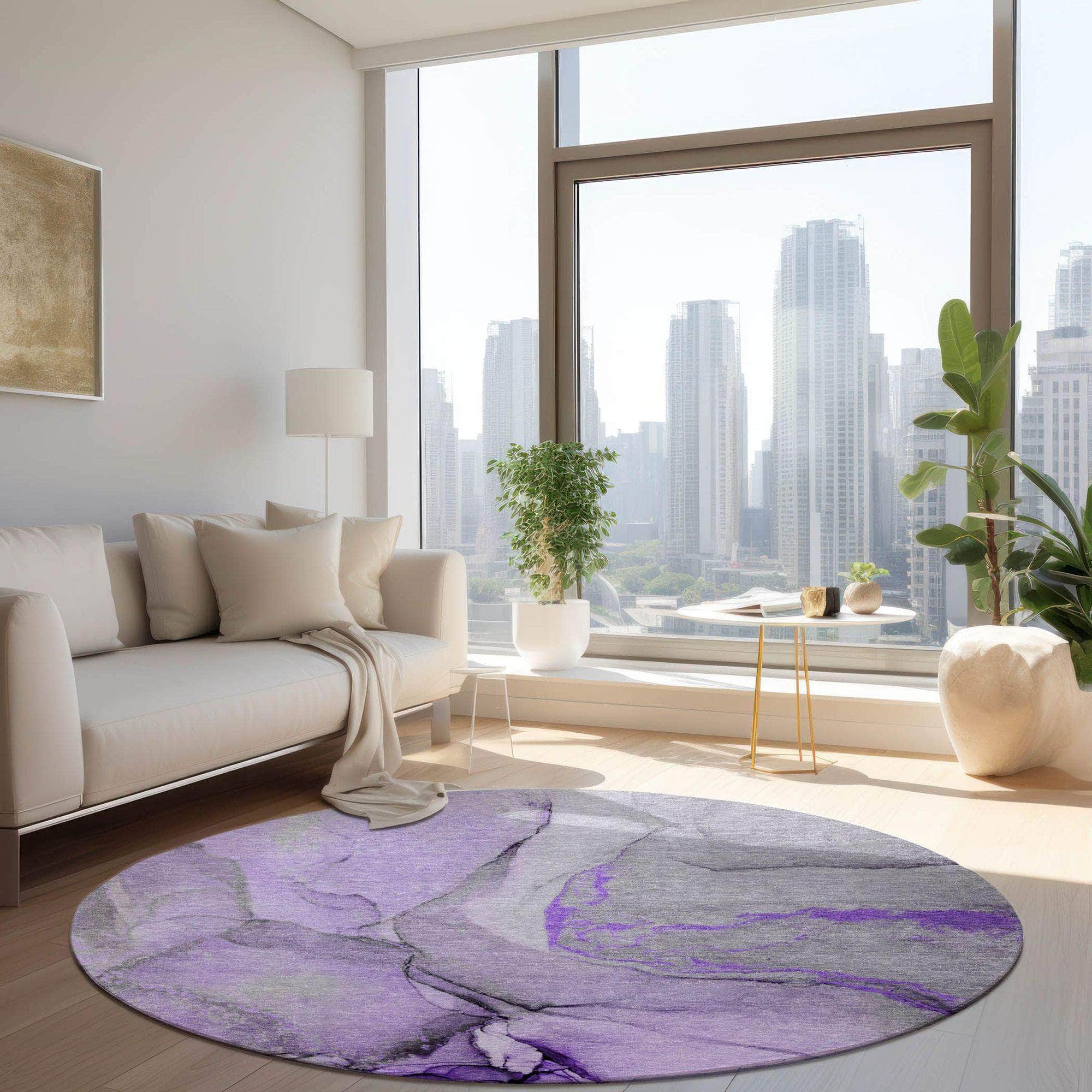 Machine Made ACN506 Purple Rugs
