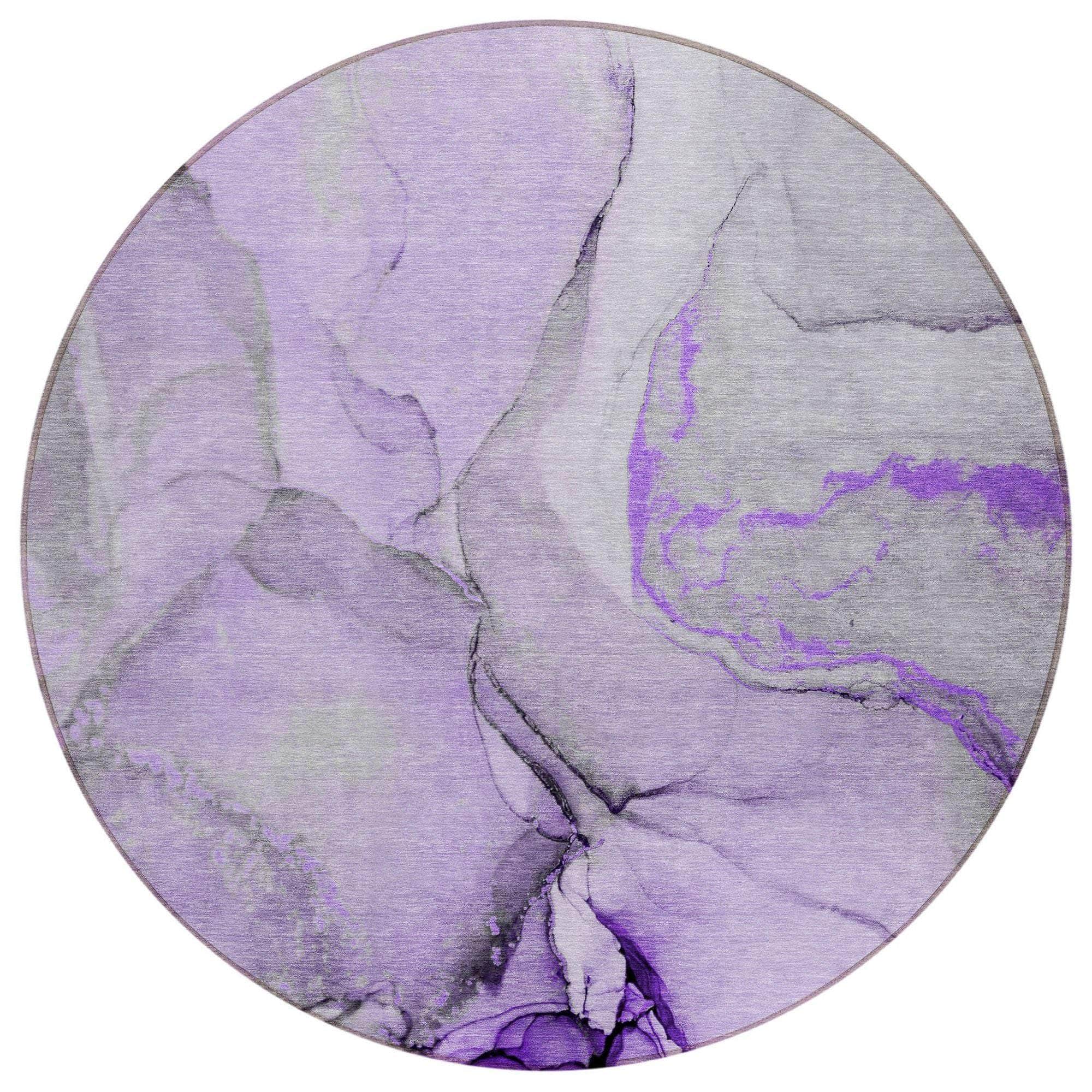 Machine Washable Purple Rug - Indoor / Outdoor - Kids / Pet Friendly Watercolors Print Rug