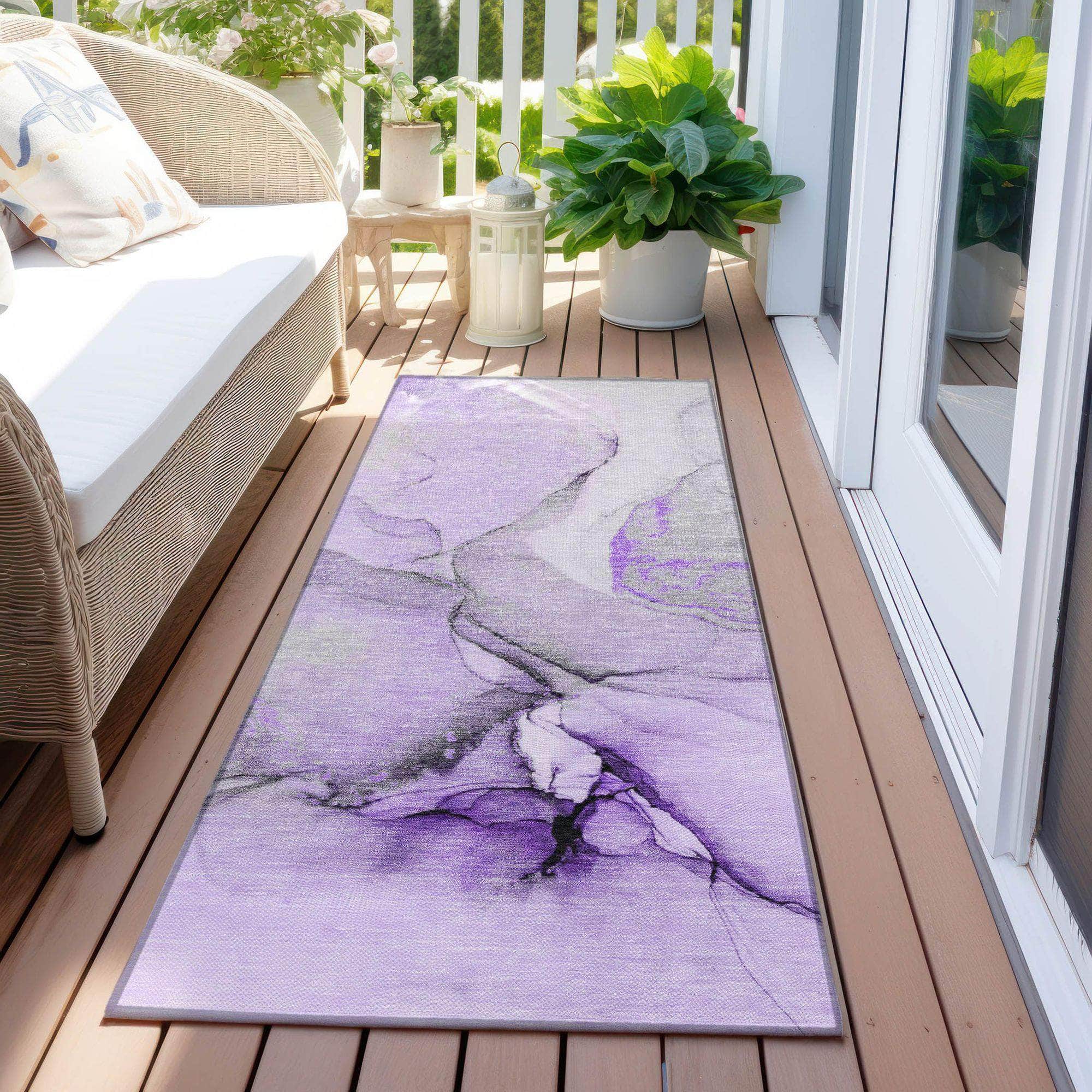 Machine Made ACN506 Purple Rugs