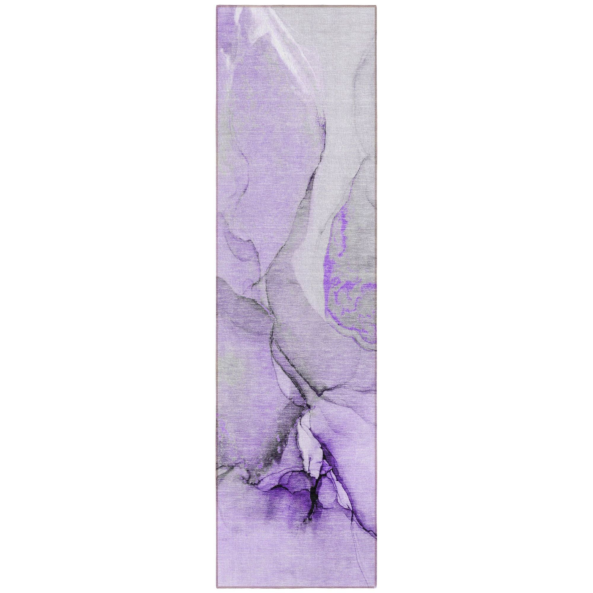 Machine Washable Purple Rug - Indoor / Outdoor - Kids / Pet Friendly Watercolors Print Rug