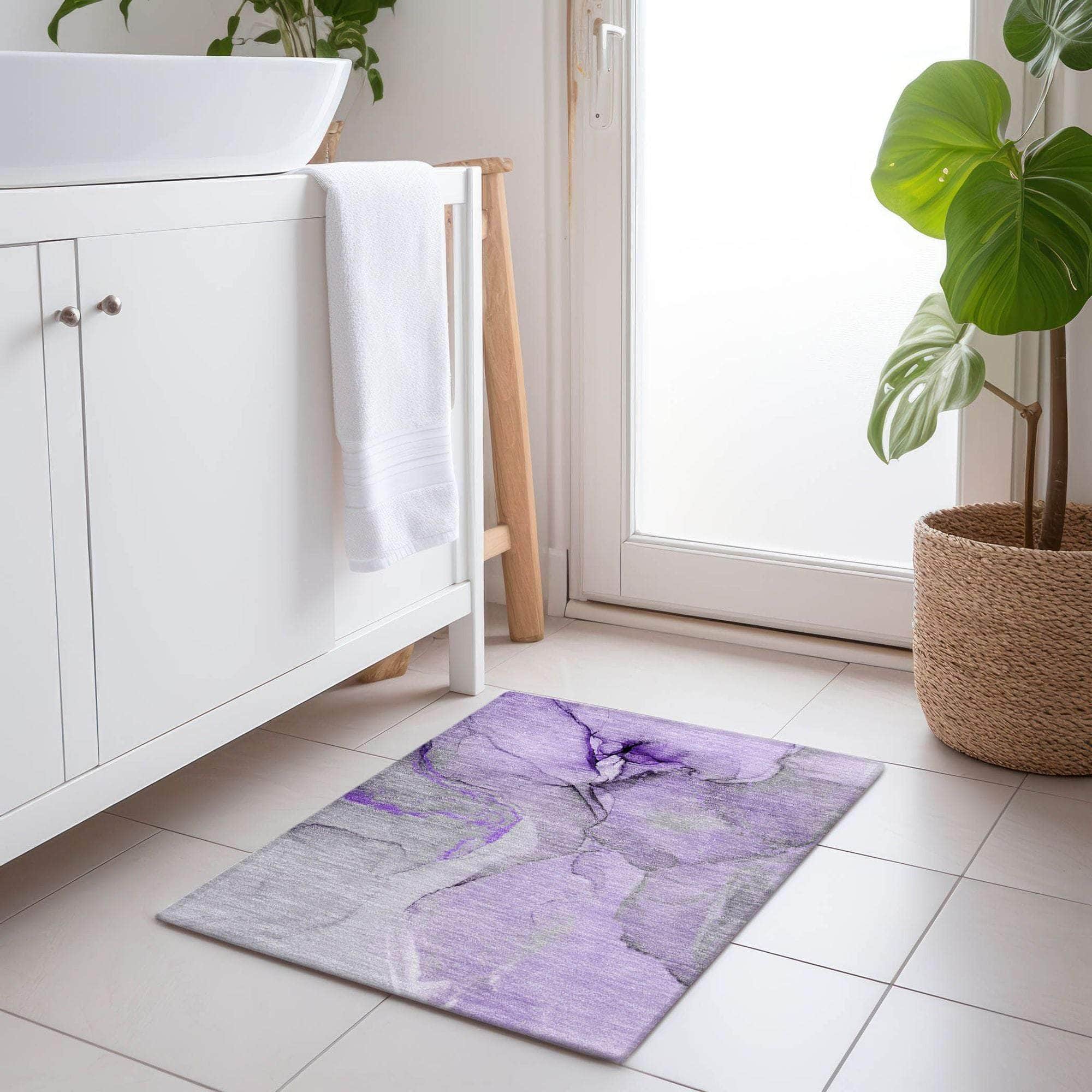 Machine Made ACN506 Purple Rugs