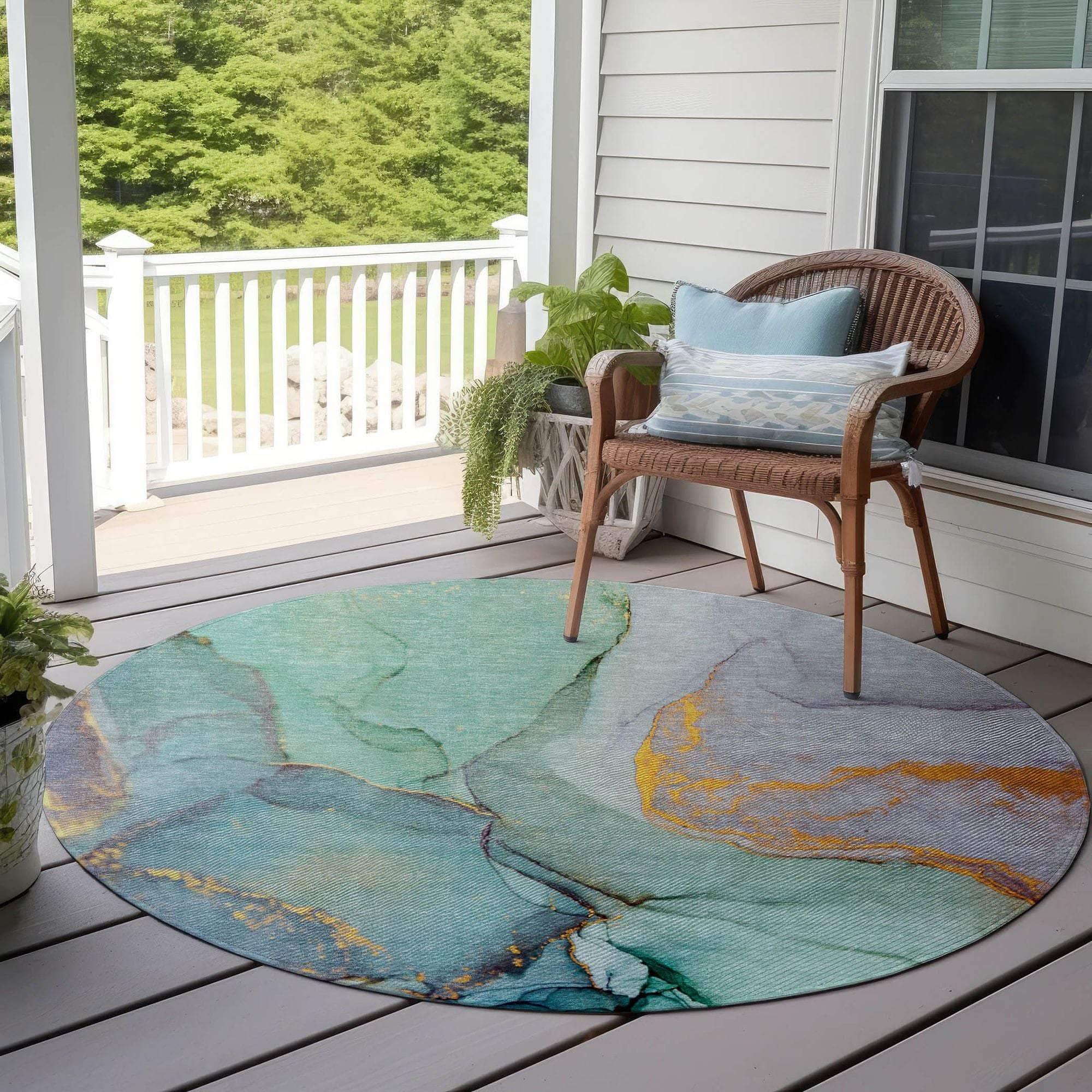 Machine Made ACN506 Teal Rugs