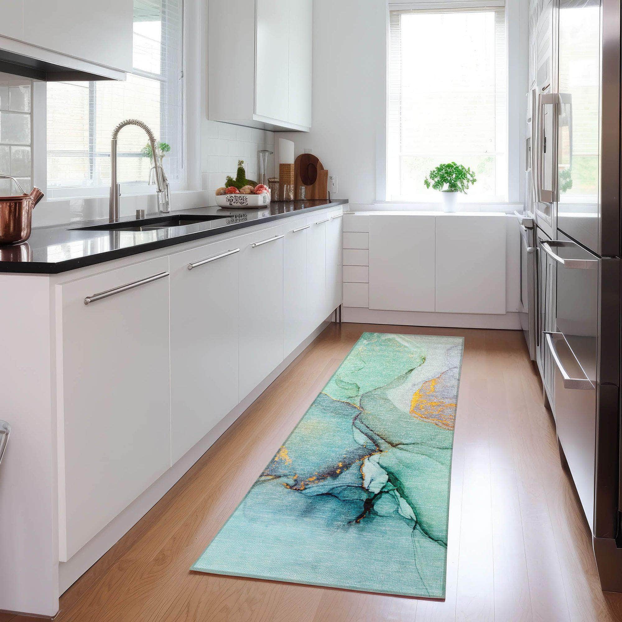 Machine Made ACN506 Teal Rugs