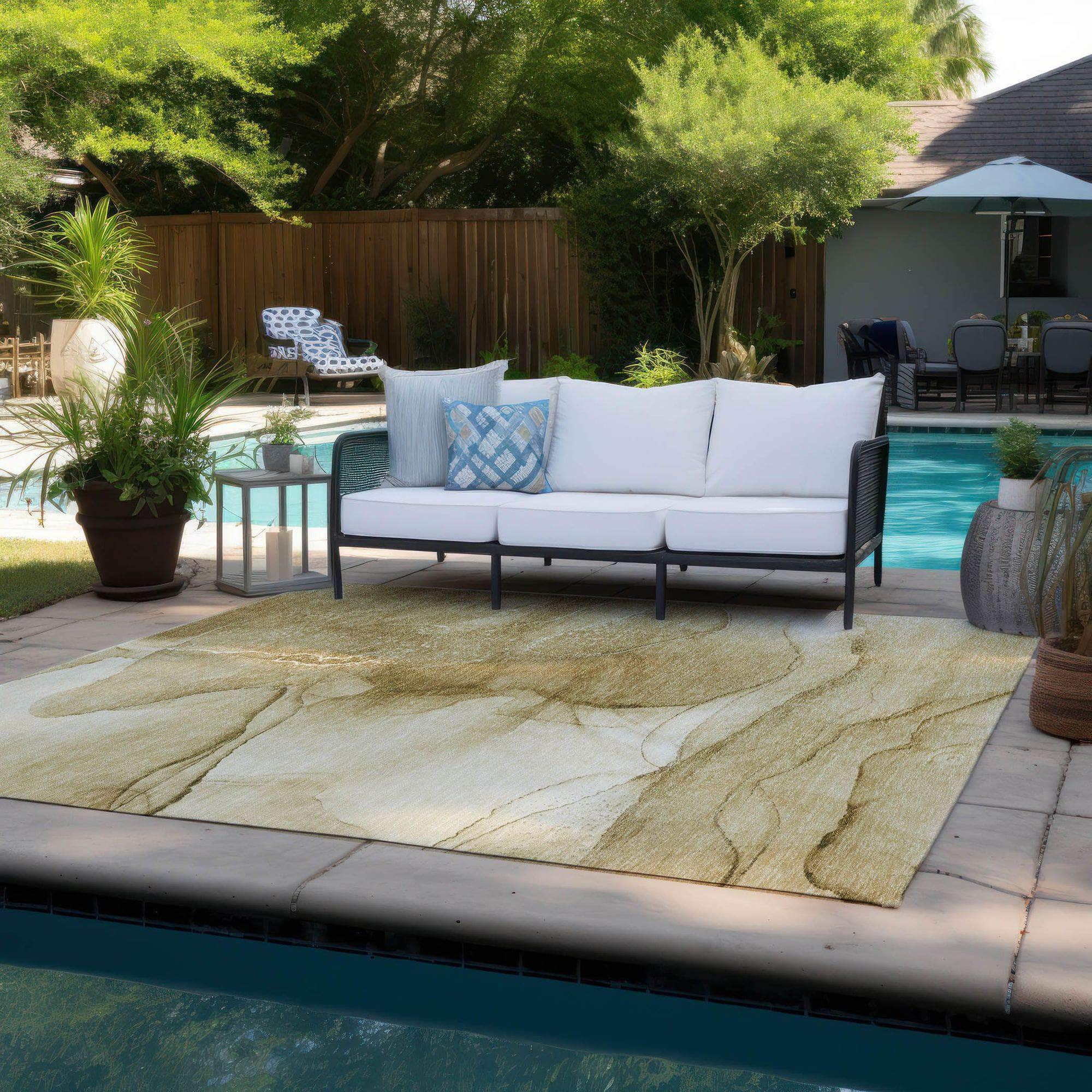 Machine Made ACN507 Beige Brown Rugs