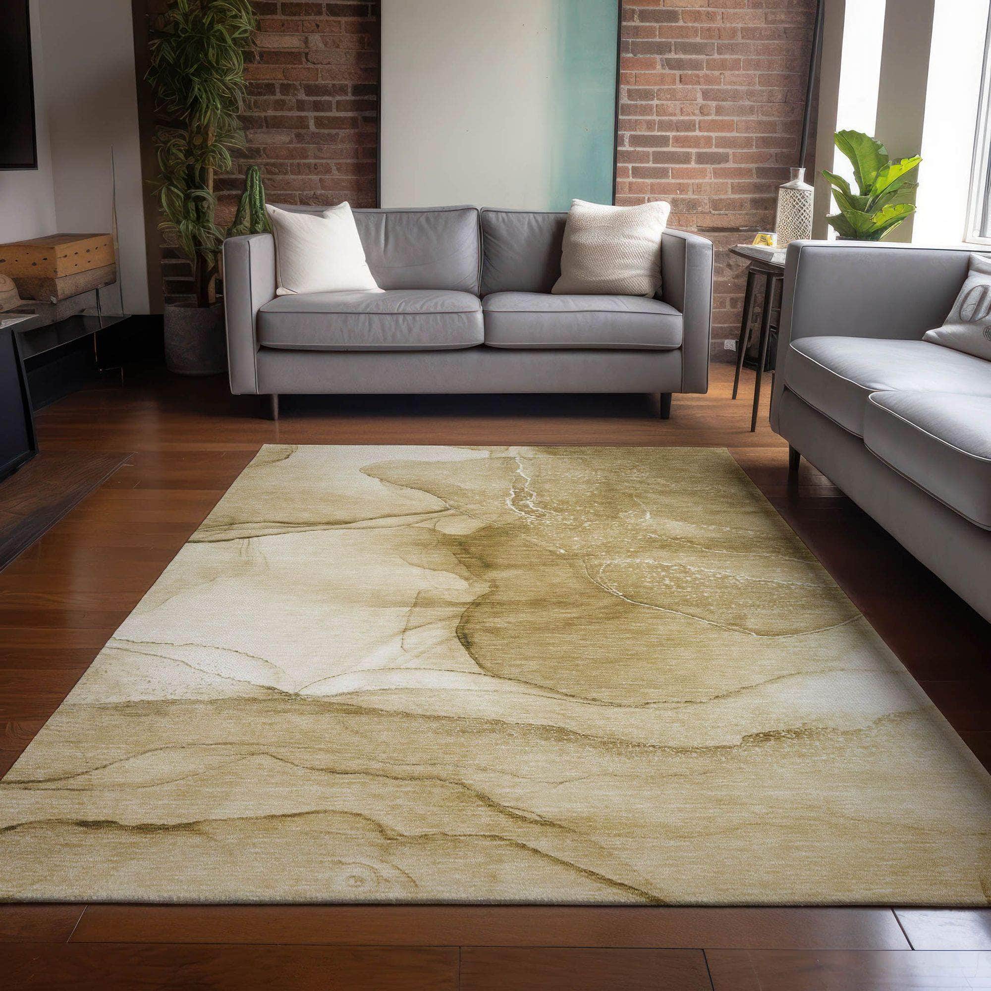 Machine Made ACN507 Beige Brown Rugs