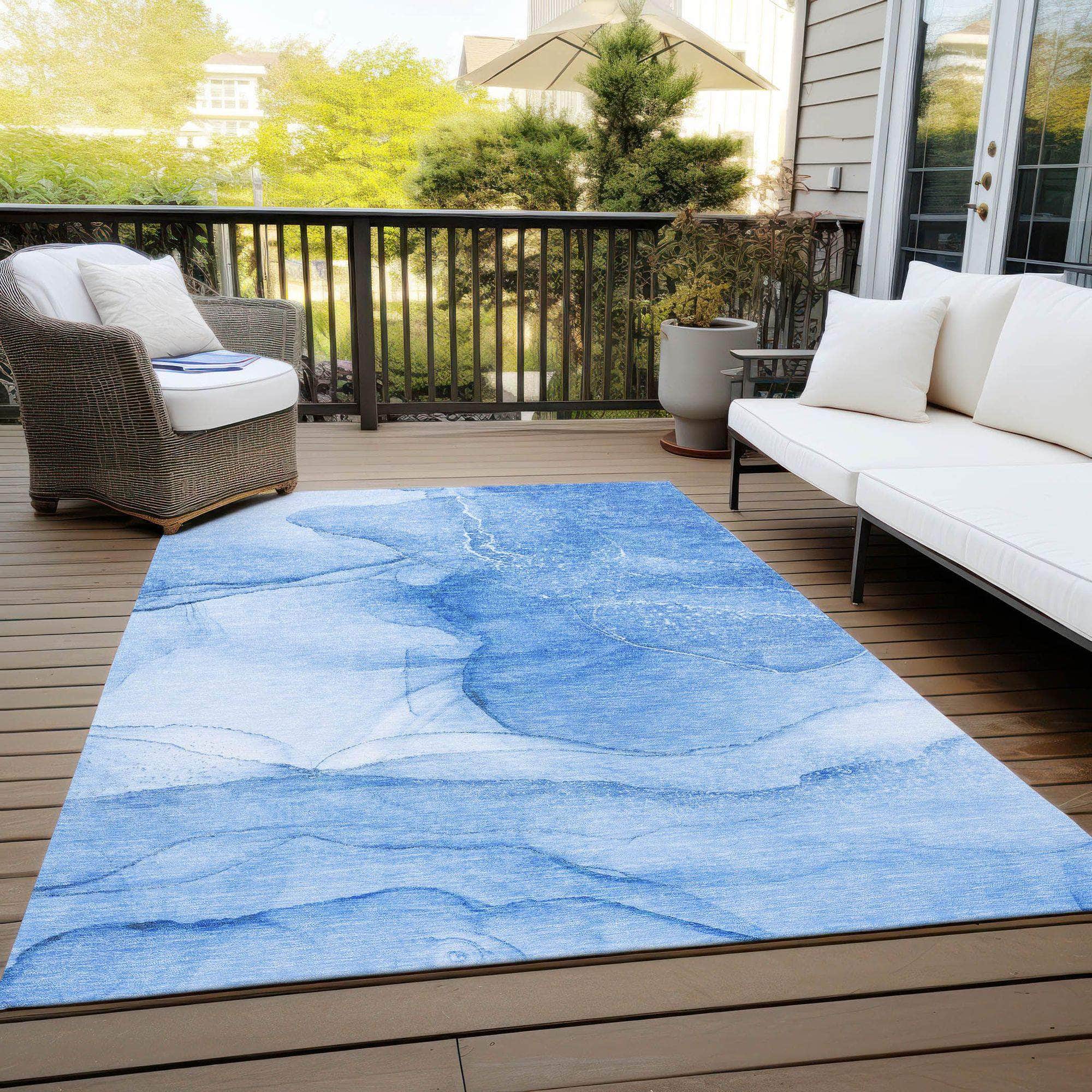 Machine Made ACN507 Blue Rugs