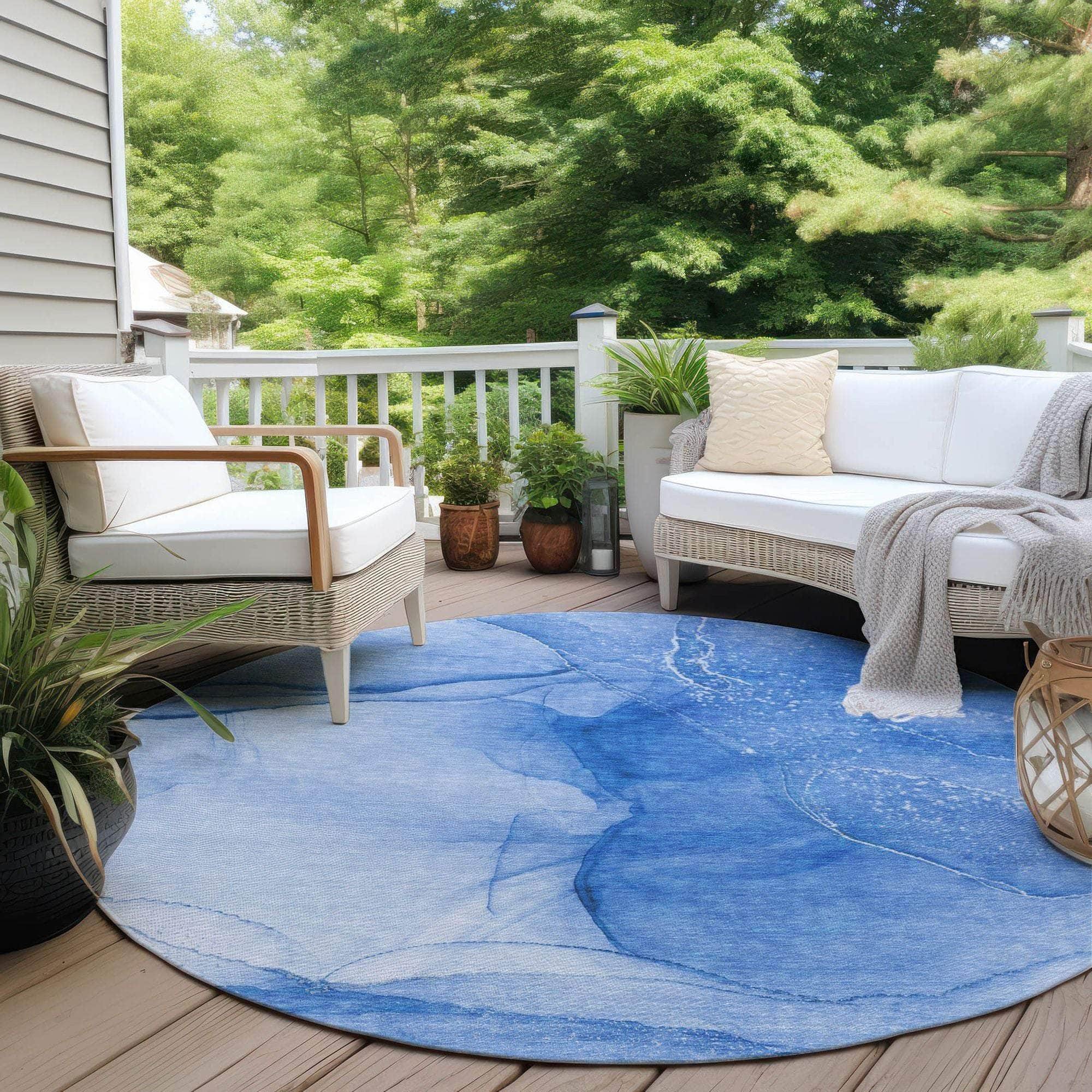 Machine Made ACN507 Blue Rugs