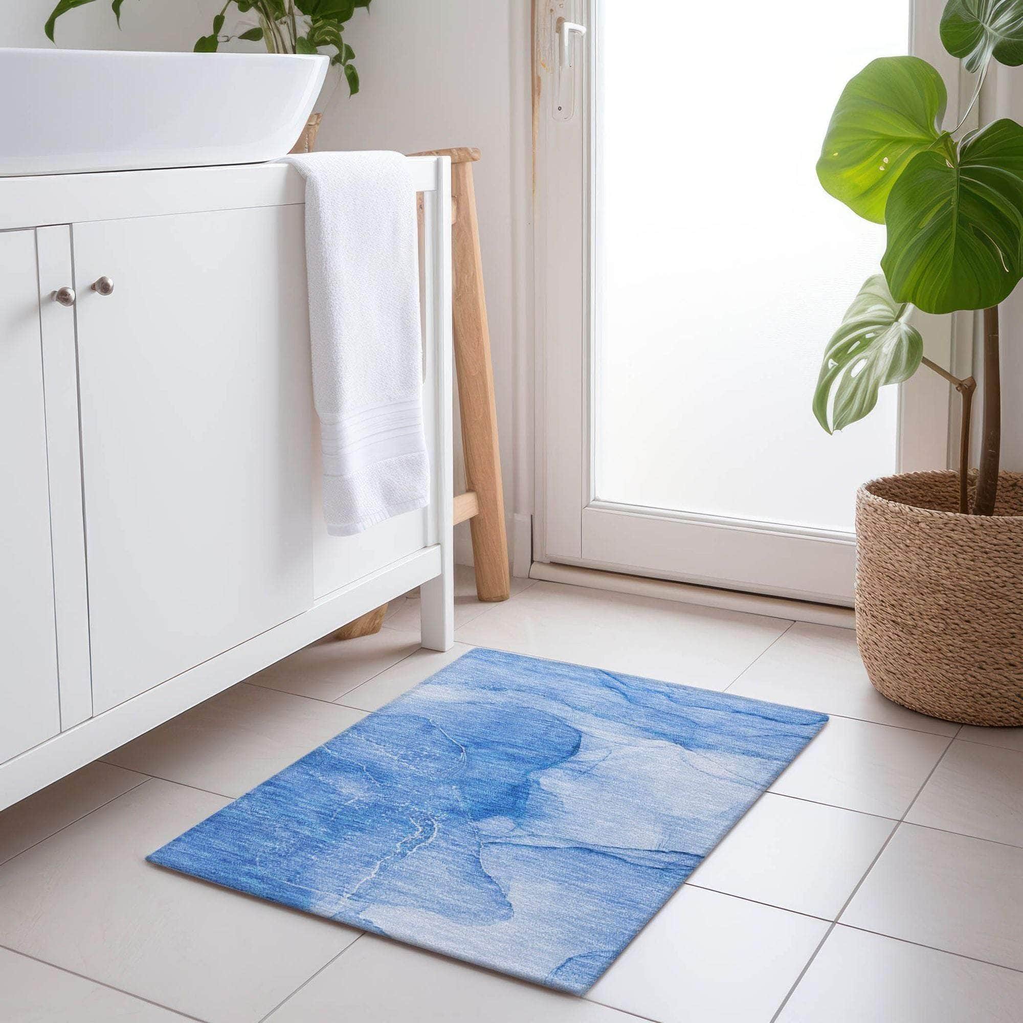Machine Made ACN507 Blue Rugs