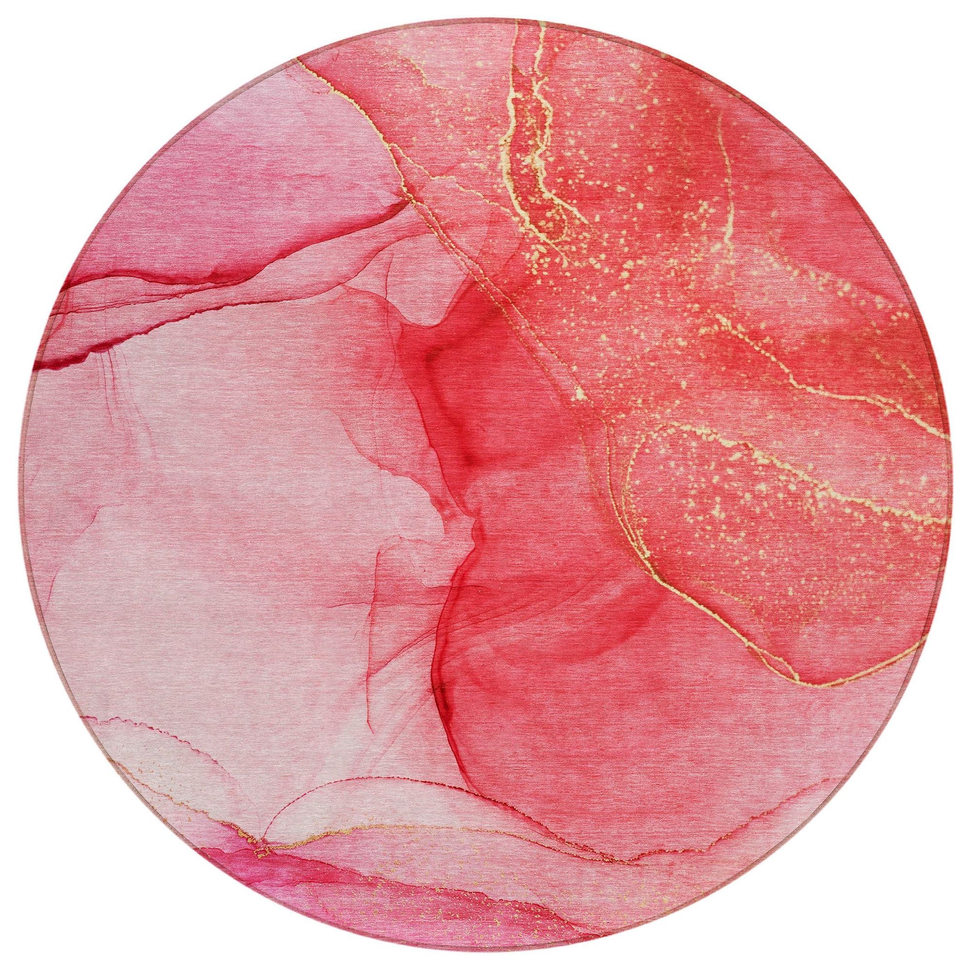Machine Washable Pink Rug - Indoor / Outdoor - Kids / Pet Friendly Watercolors Print Rug