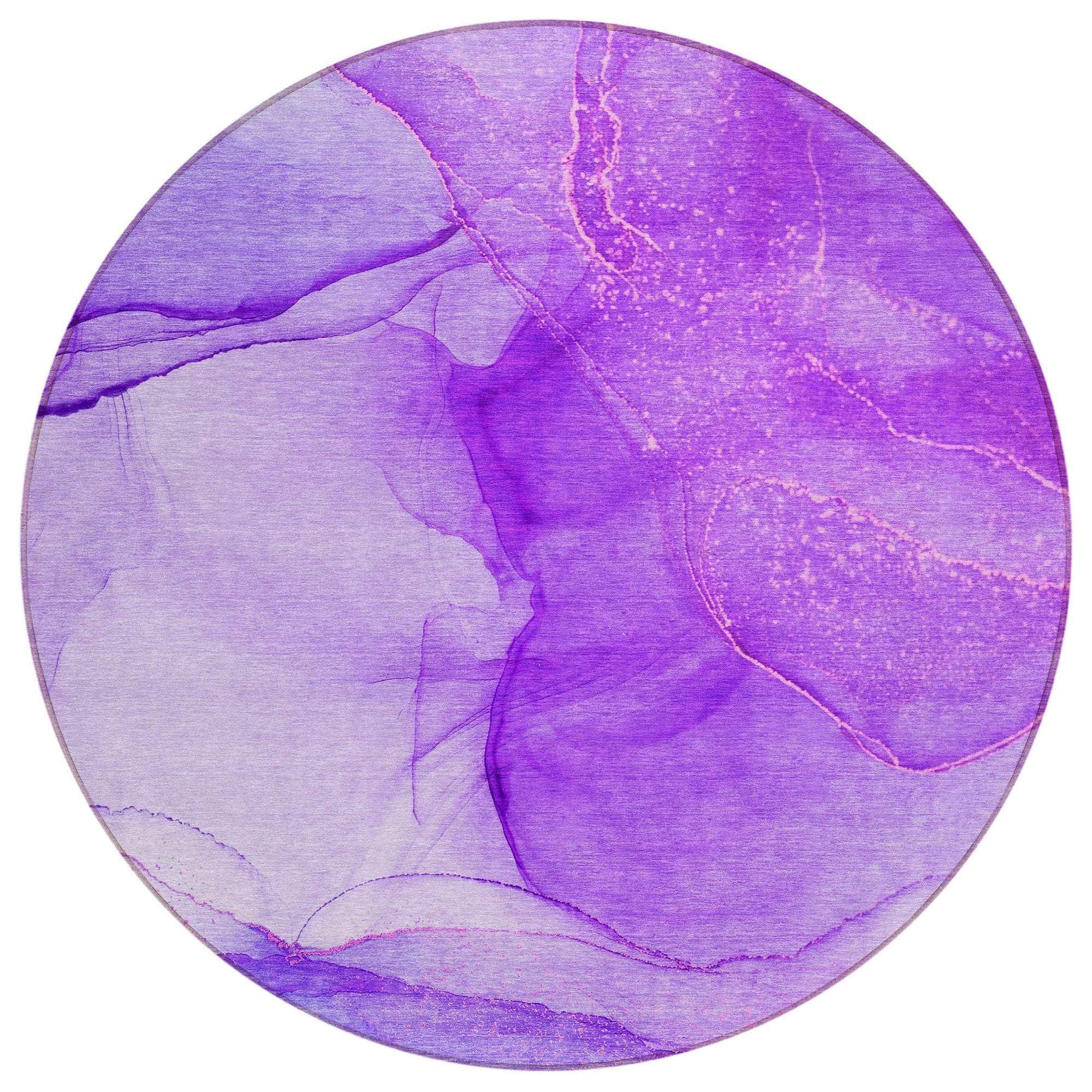 Machine Washable Purple Rug - Indoor / Outdoor - Kids / Pet Friendly Watercolors Print Rug