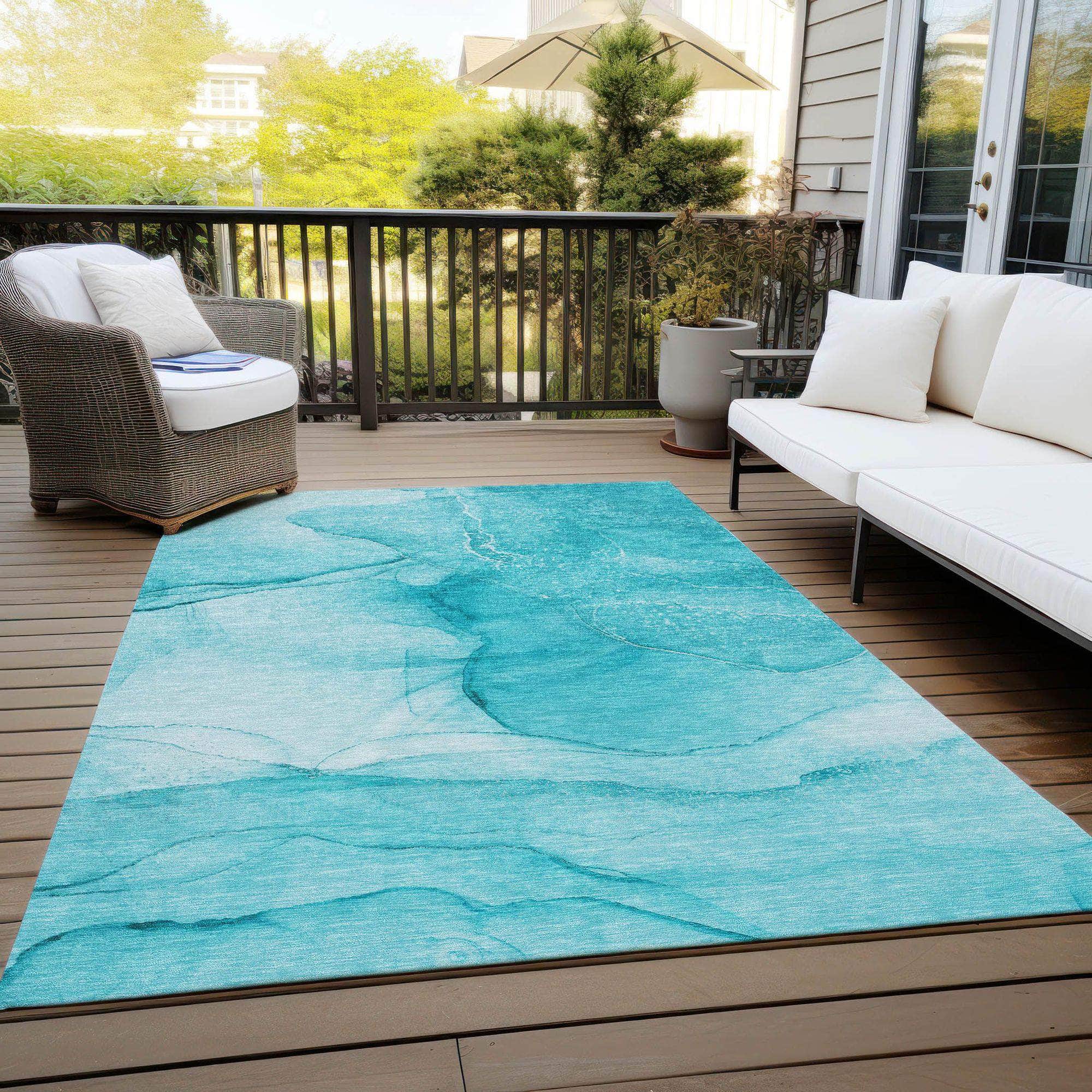 Machine Made ACN507 Teal Rugs