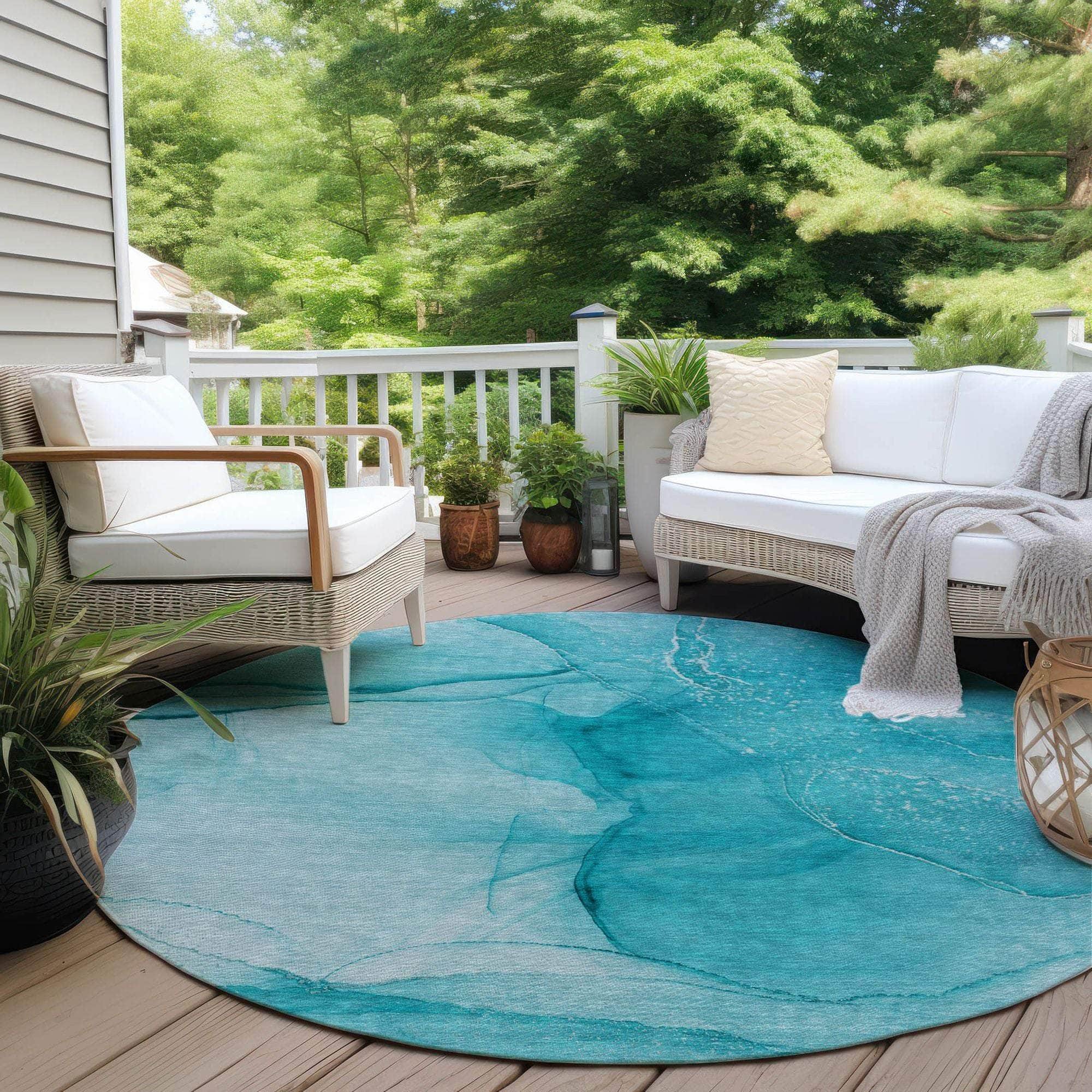 Machine Made ACN507 Teal Rugs