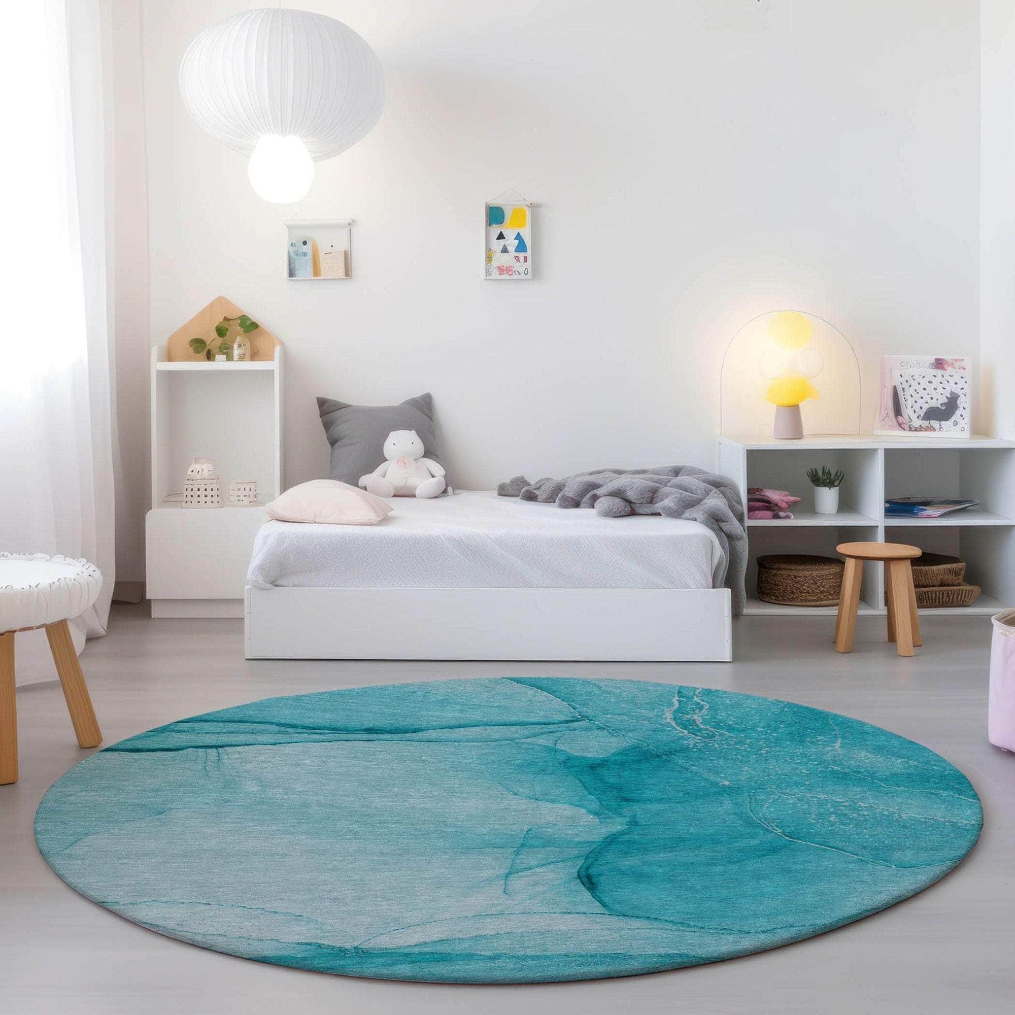 Machine Made ACN507 Teal Rugs