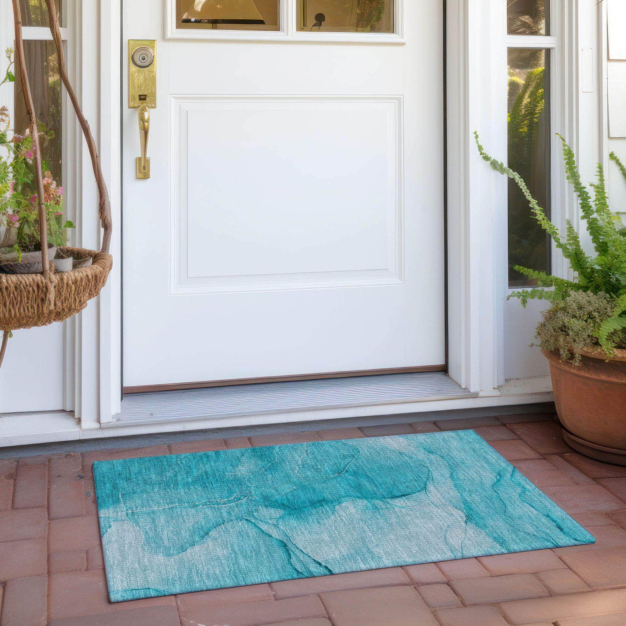Machine Made ACN507 Teal Rugs