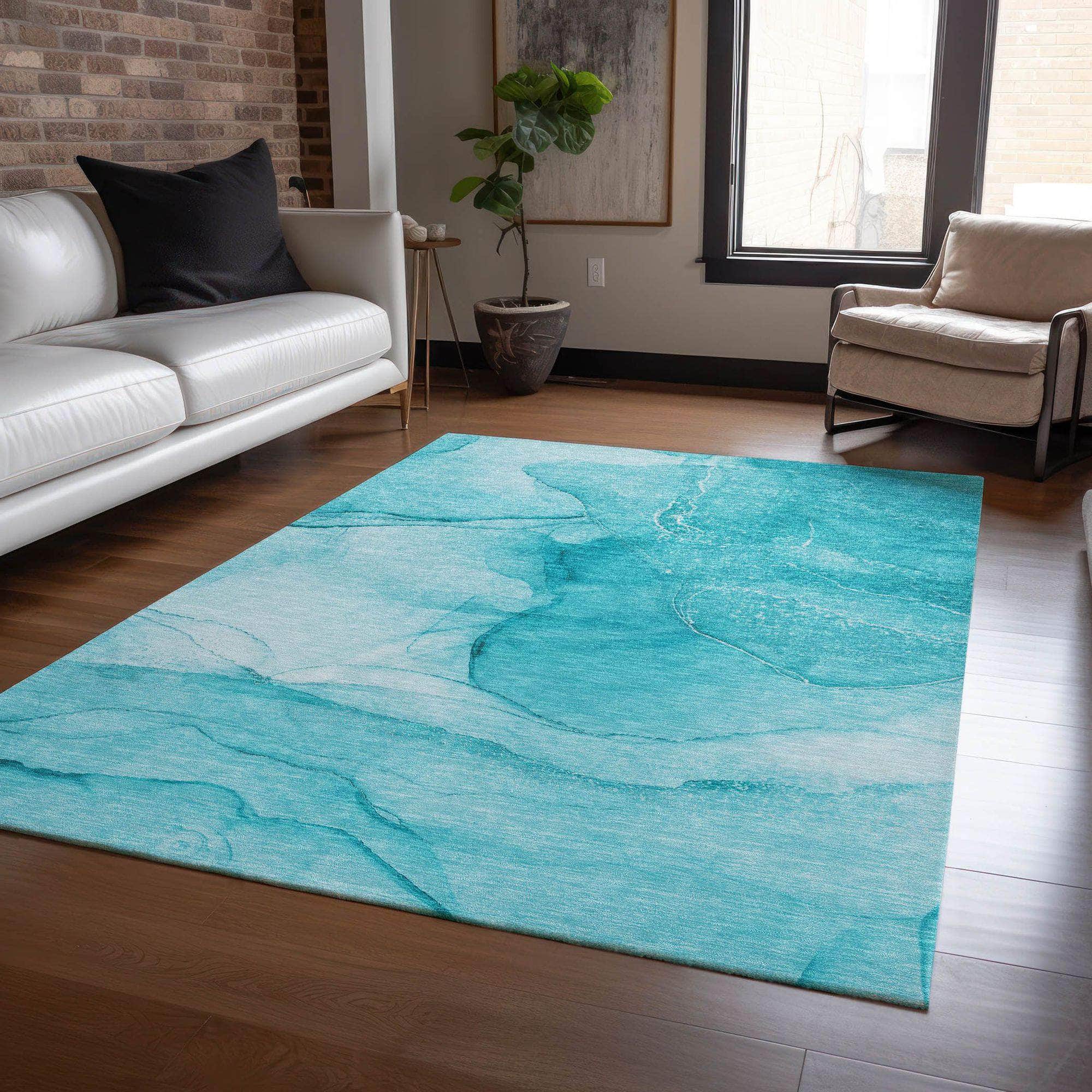 Machine Made ACN507 Teal Rugs