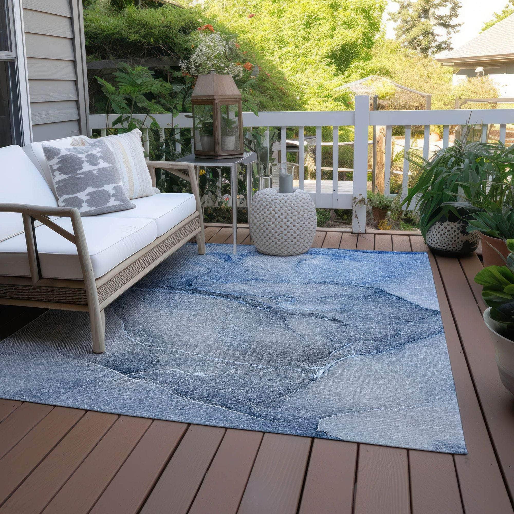 Machine Made ACN508 Blue Rugs