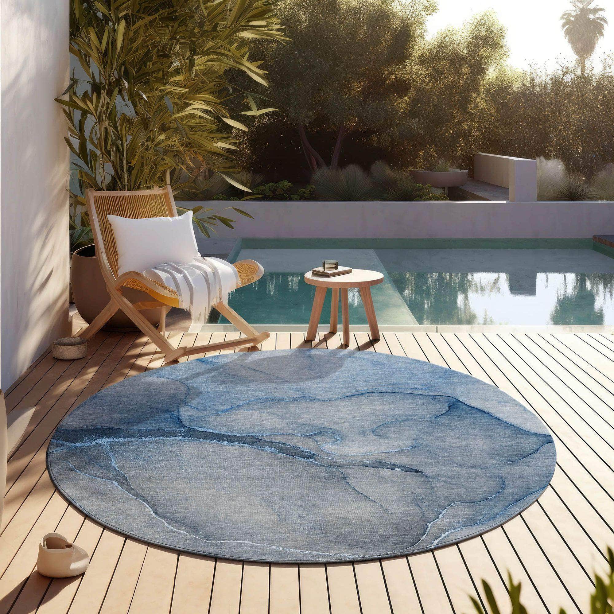 Machine Made ACN508 Blue Rugs
