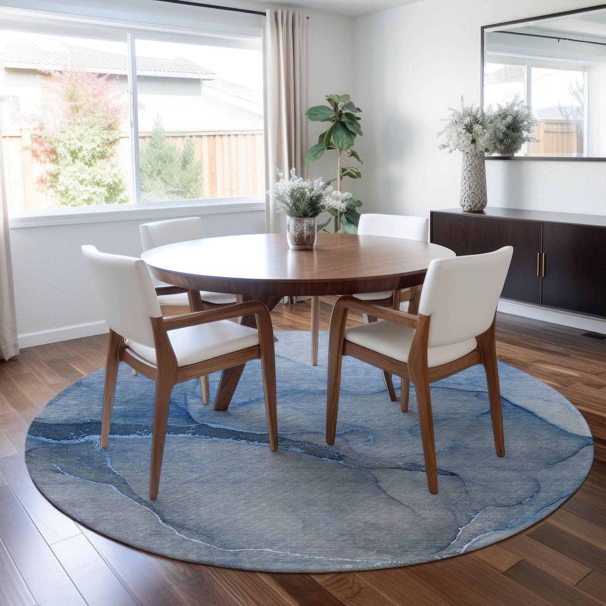 Machine Made ACN508 Blue Rugs