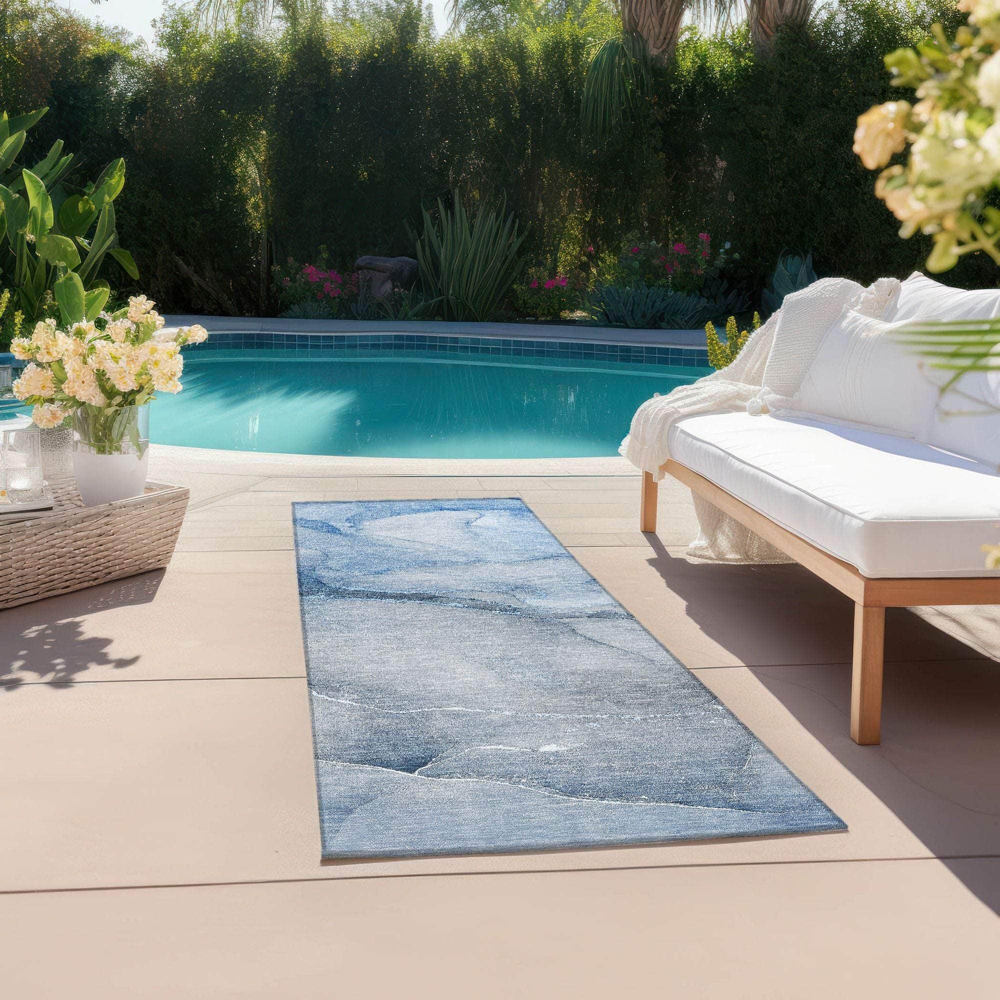 Machine Made ACN508 Blue Rugs