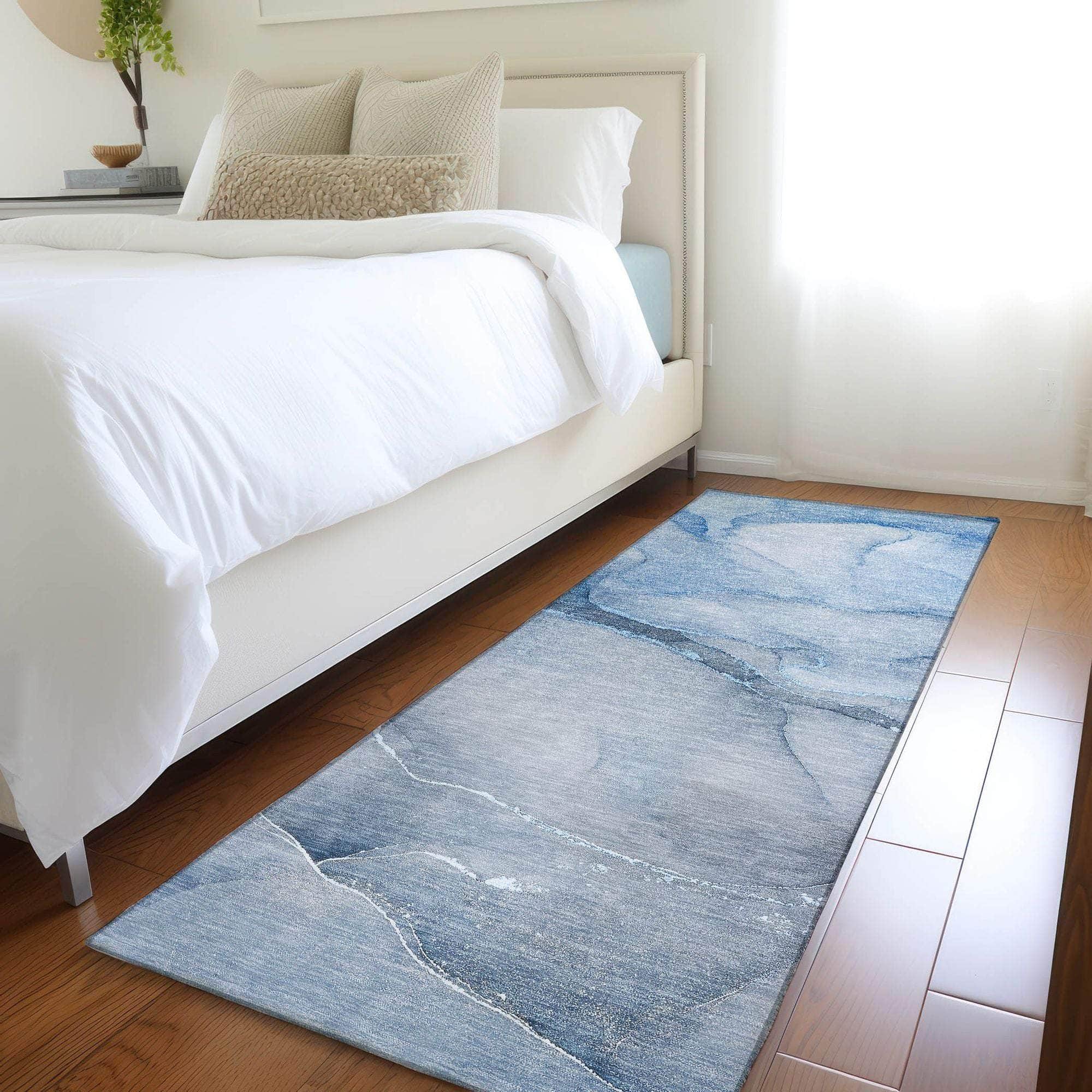 Machine Made ACN508 Blue Rugs