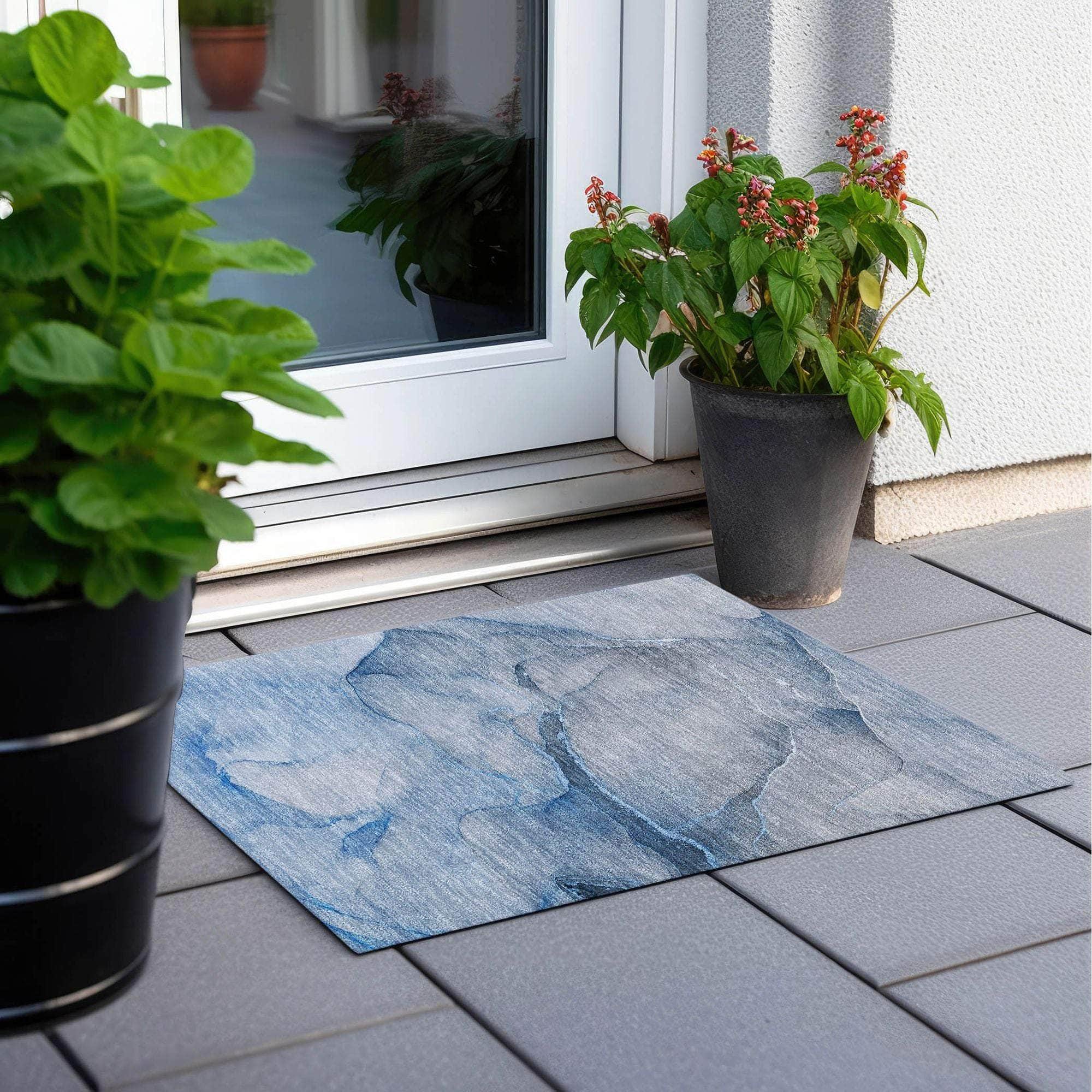 Machine Made ACN508 Blue Rugs