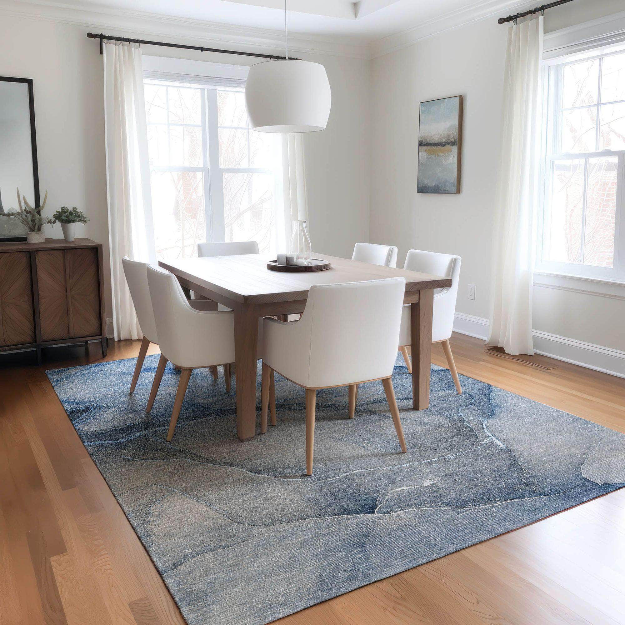 Machine Made ACN508 Blue Rugs