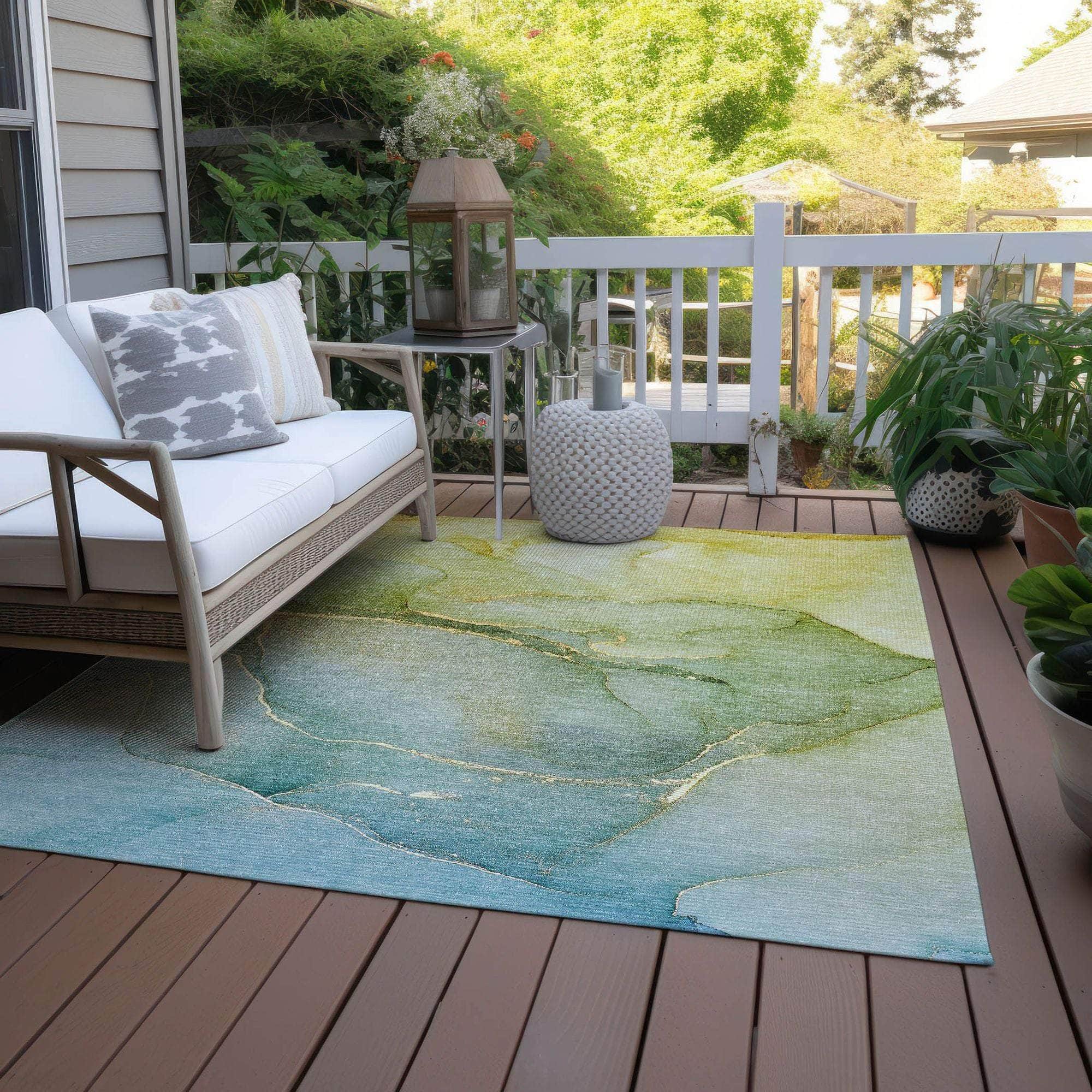 Machine Made ACN508 Green Rugs