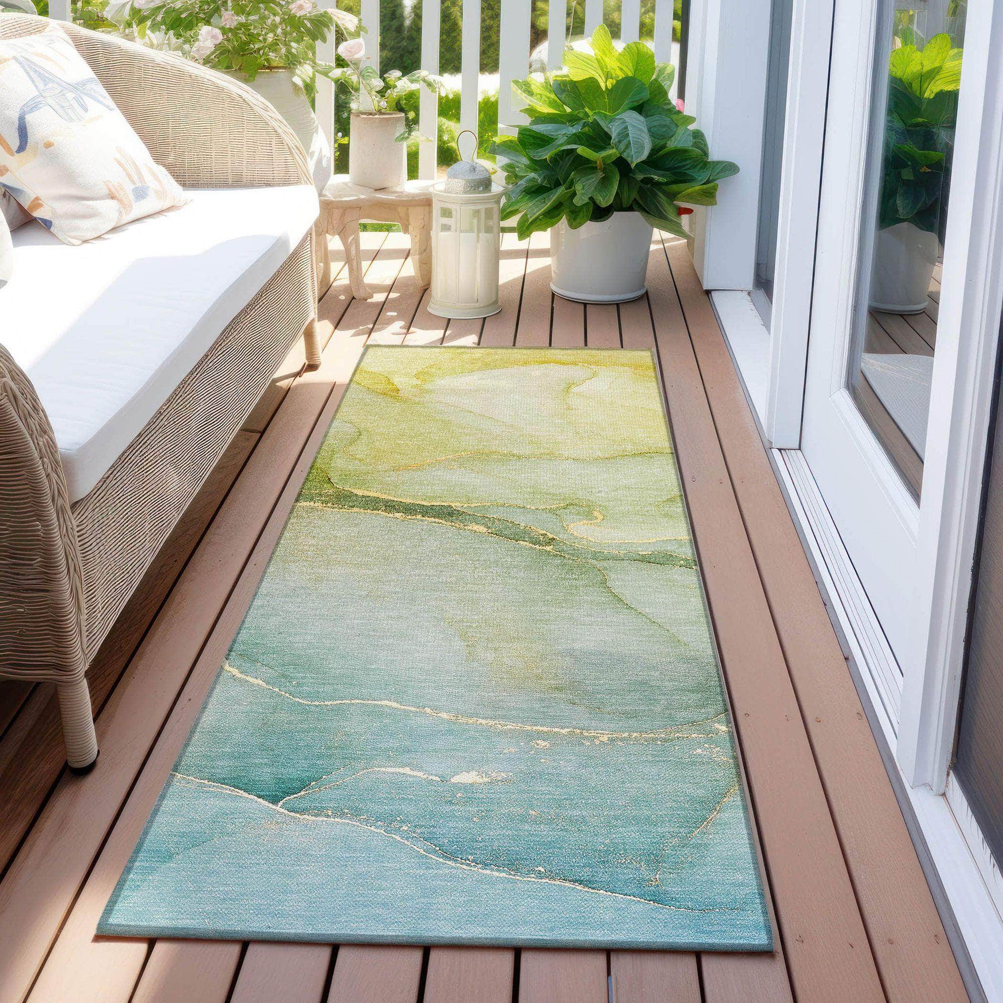 Machine Made ACN508 Green Rugs