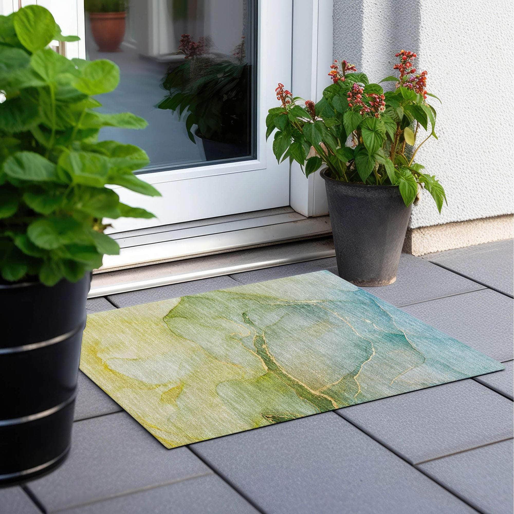 Machine Made ACN508 Green Rugs