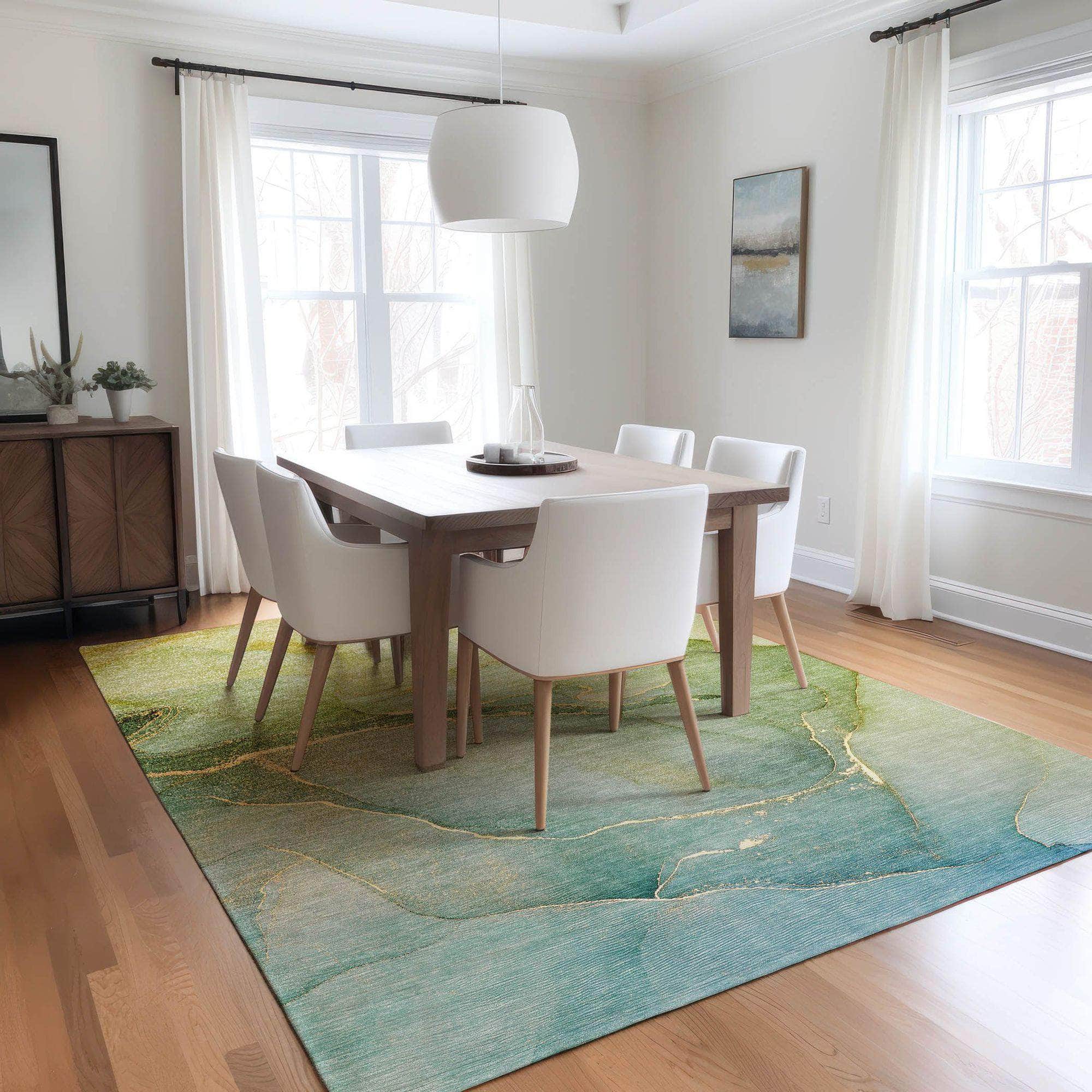 Machine Made ACN508 Green Rugs