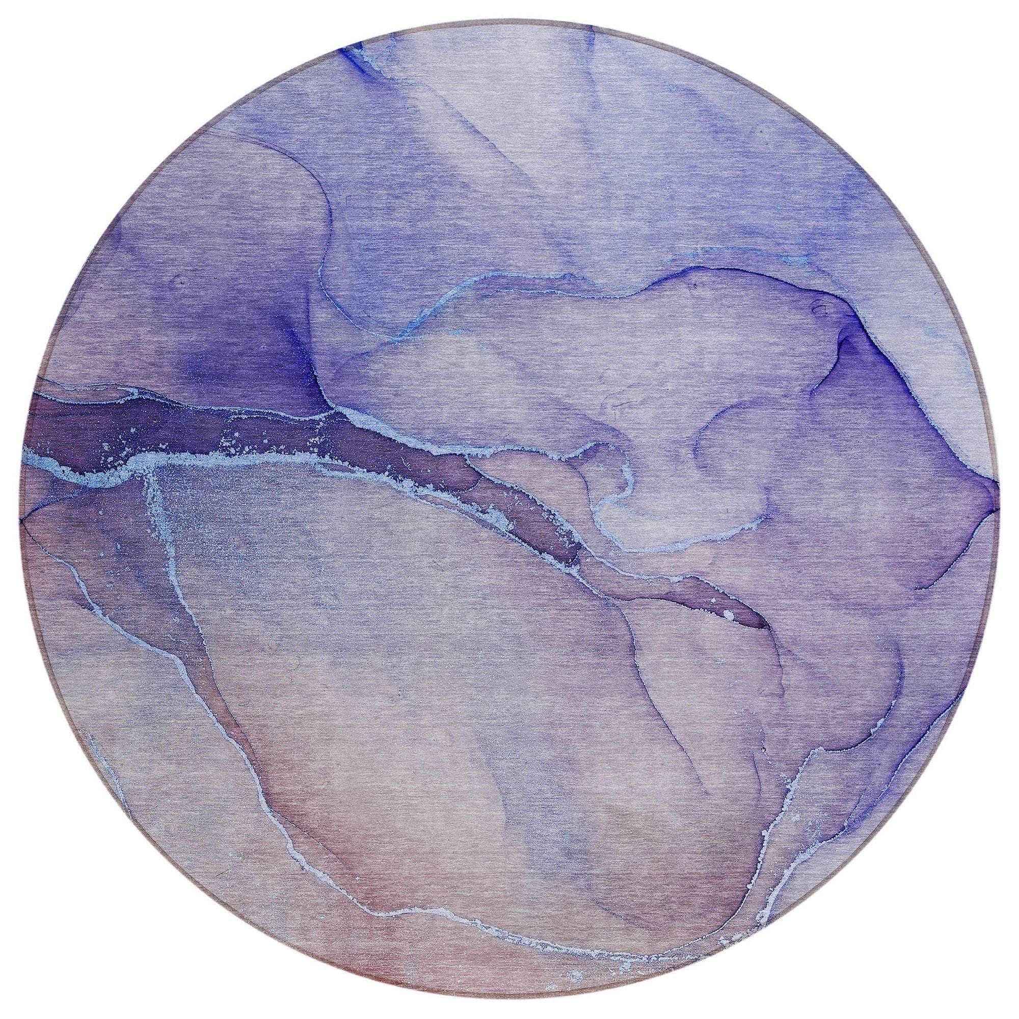 Machine Washable Navy Blue Rug - Indoor / Outdoor - Kids / Pet Friendly Watercolors Print Rug