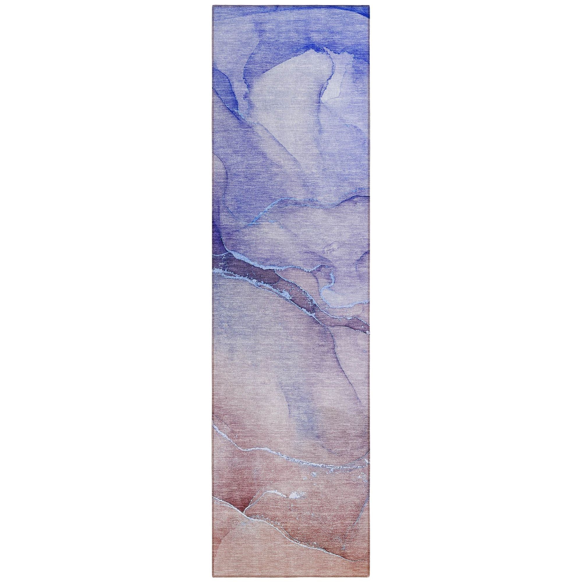 Machine Washable Navy Blue Rug - Indoor / Outdoor - Kids / Pet Friendly Watercolors Print Rug