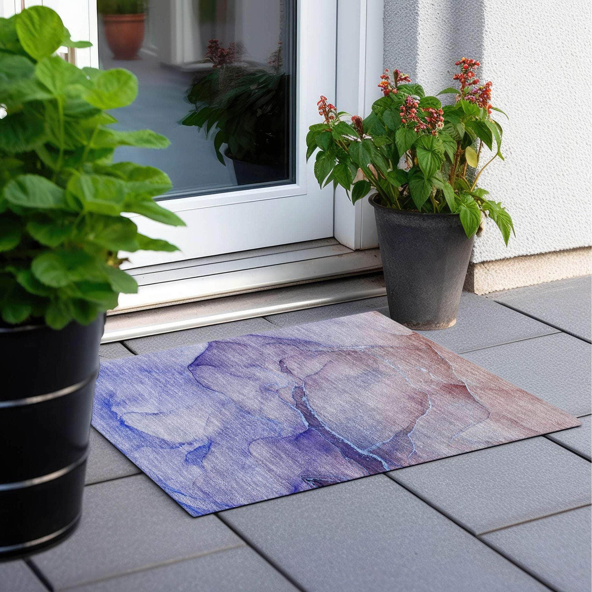 Machine Made ACN508 Navy Blue Rugs
