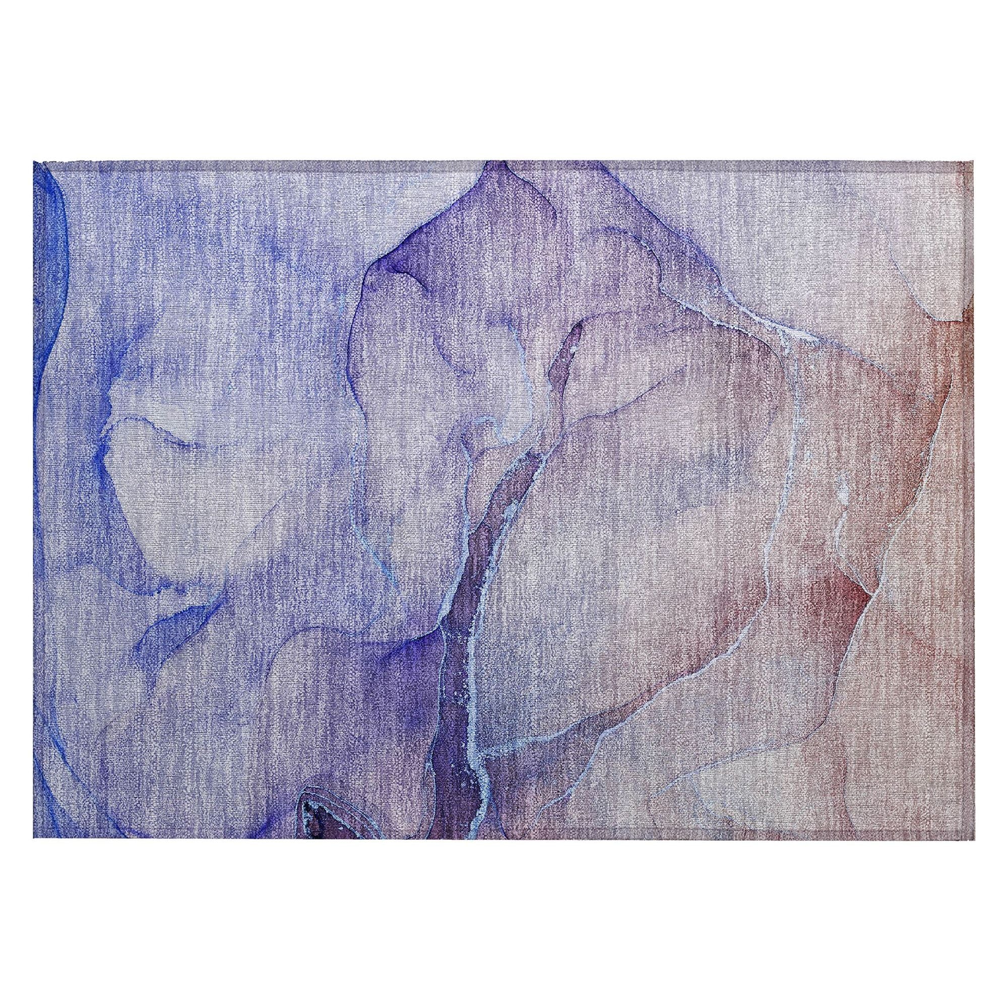 Machine Washable Navy Blue Rug - Indoor / Outdoor - Kids / Pet Friendly Watercolors Print Rug
