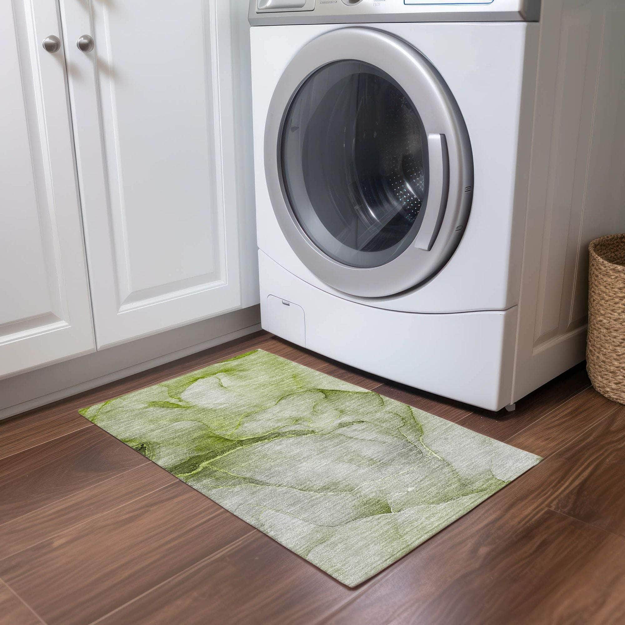 Machine Made ACN508 Olive Green Rugs