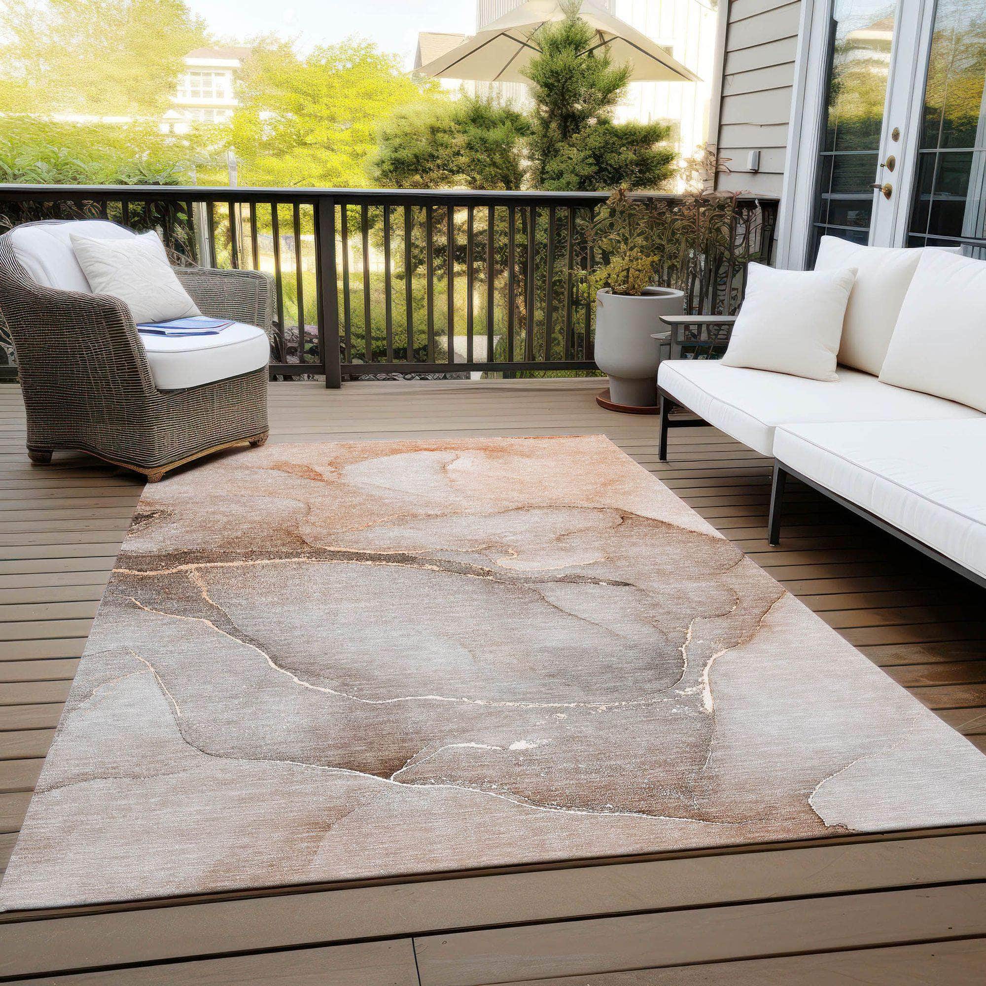 Machine Made ACN508 Taupe Brown Rugs