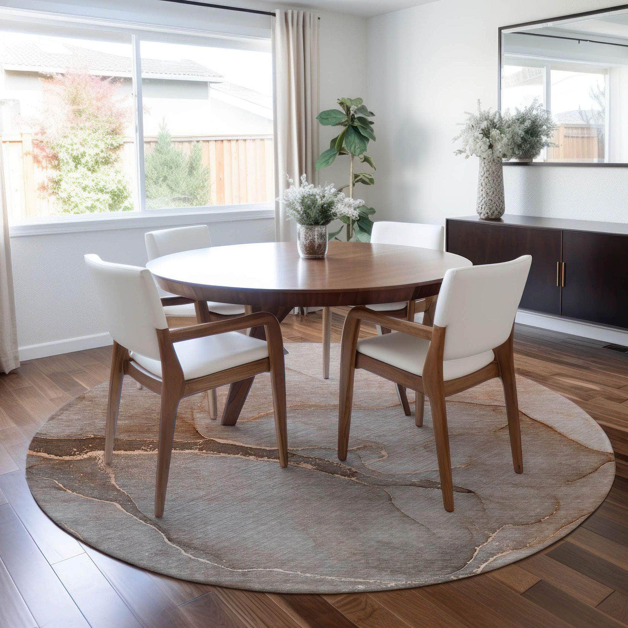 Machine Made ACN508 Taupe Brown Rugs