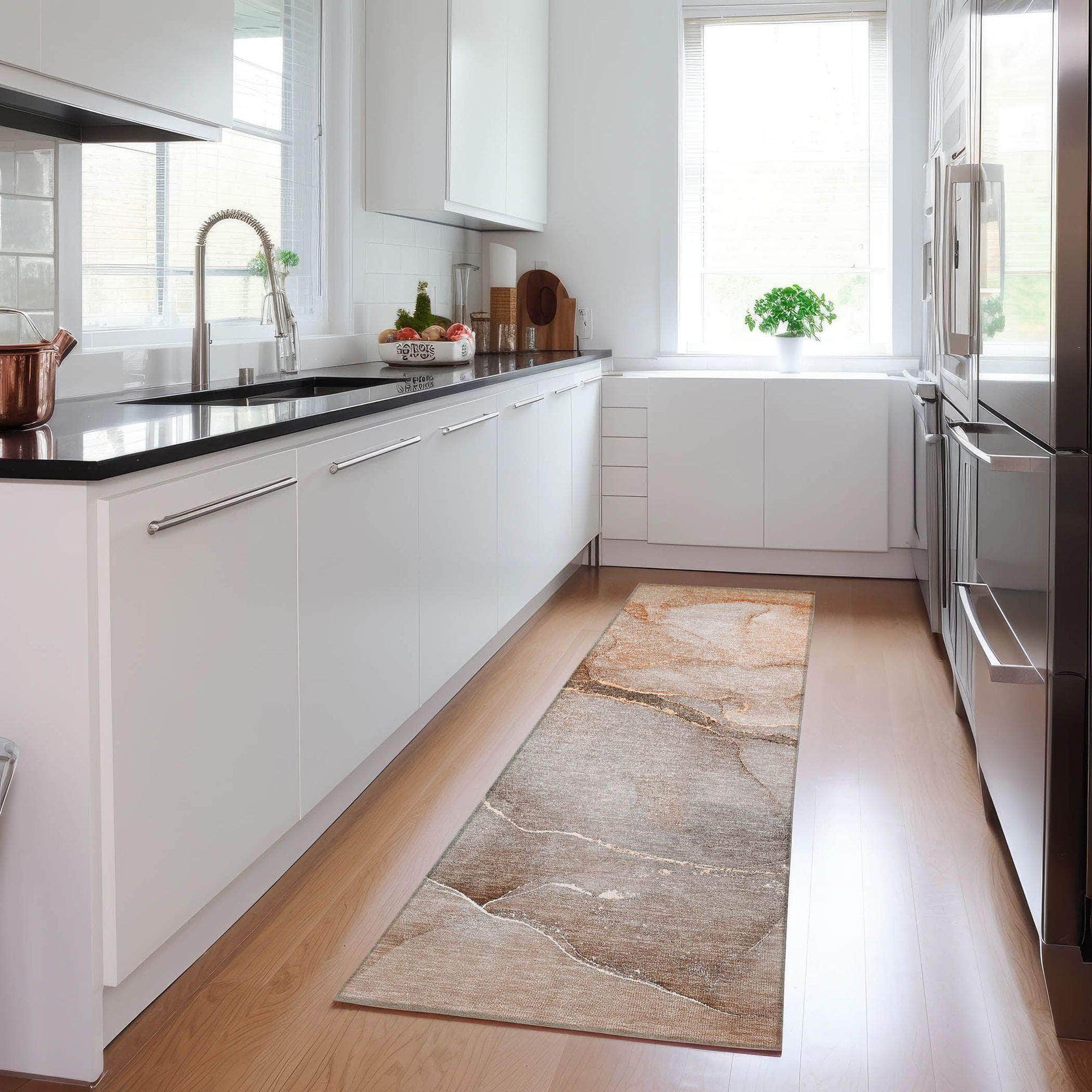 Machine Made ACN508 Taupe Brown Rugs