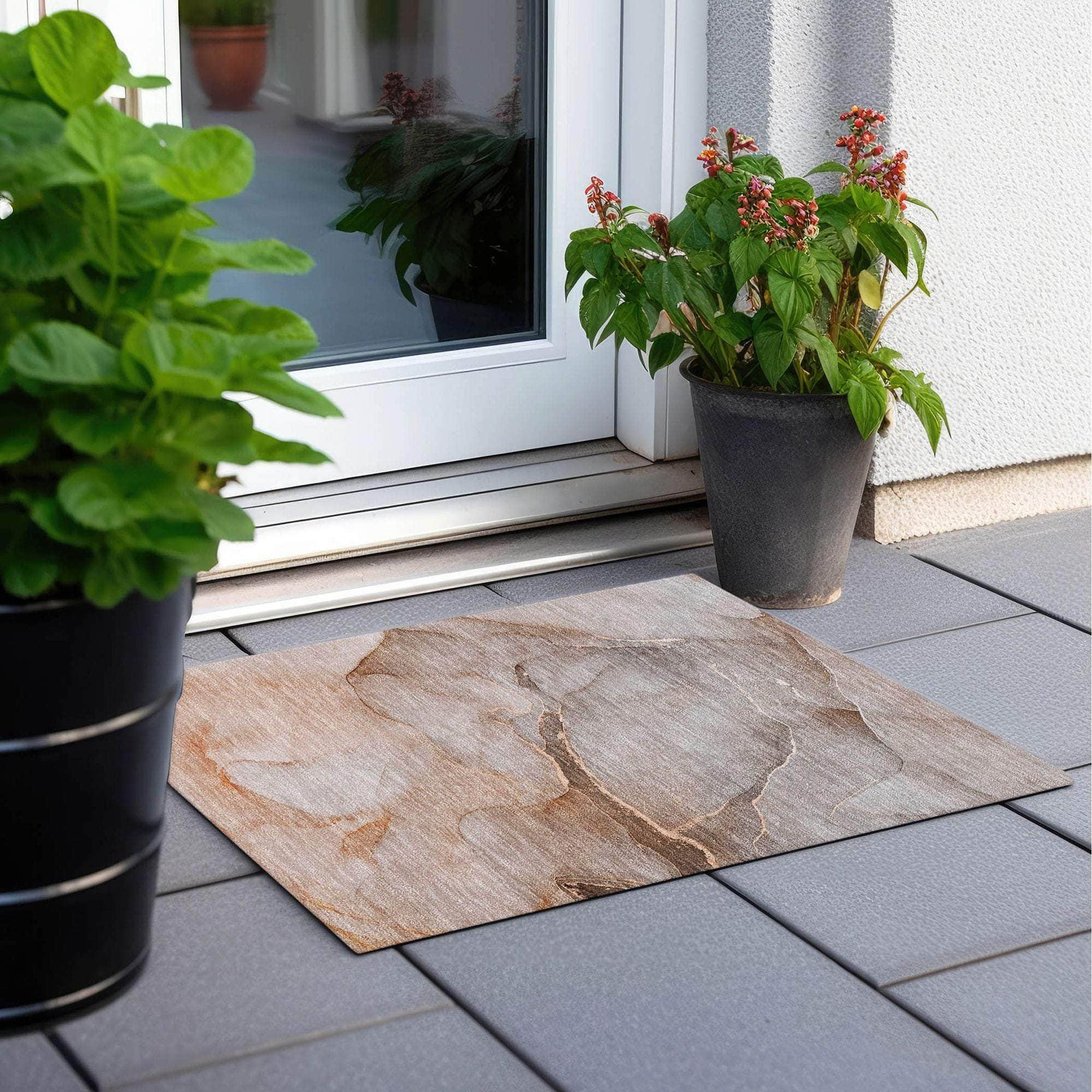 Machine Made ACN508 Taupe Brown Rugs