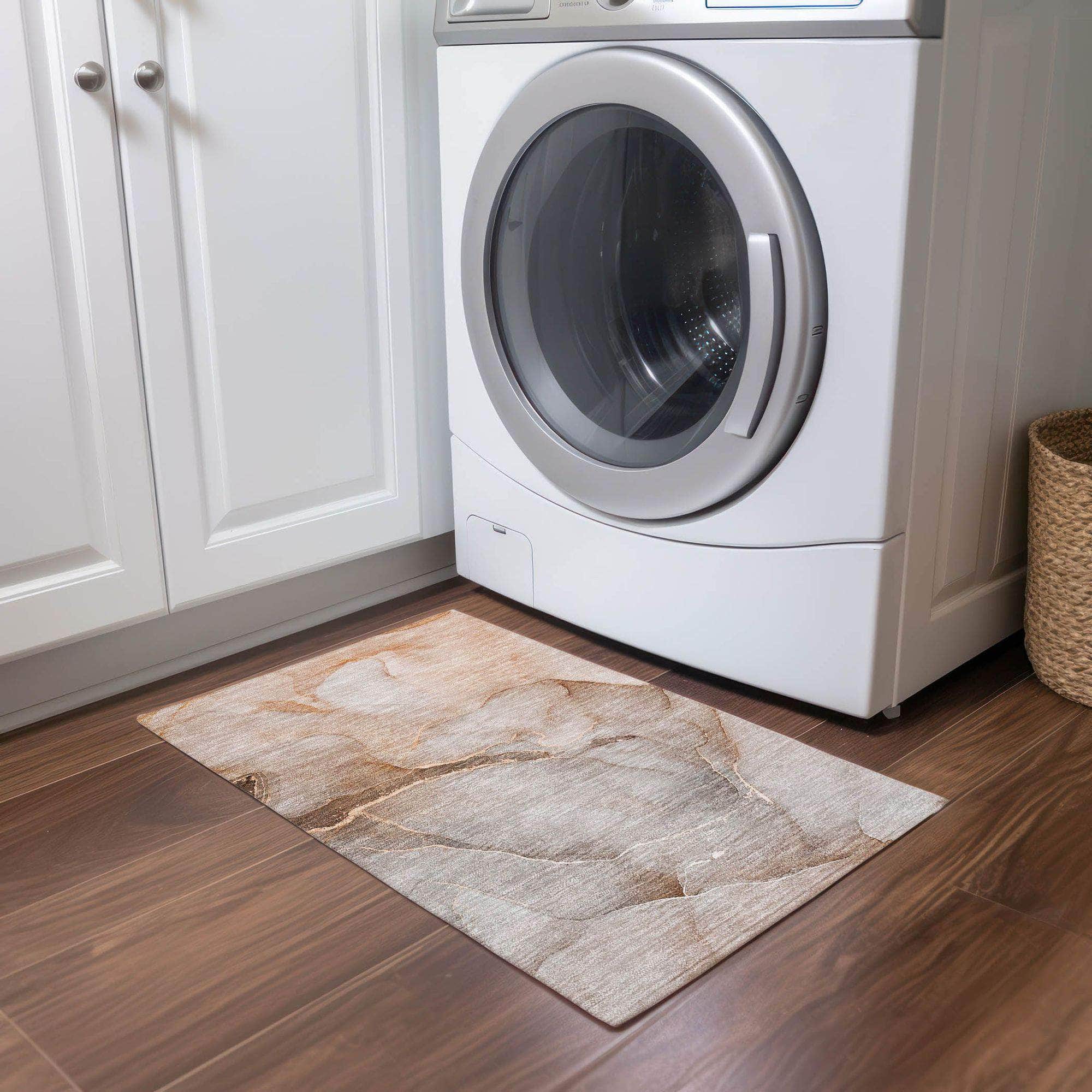 Machine Made ACN508 Taupe Brown Rugs
