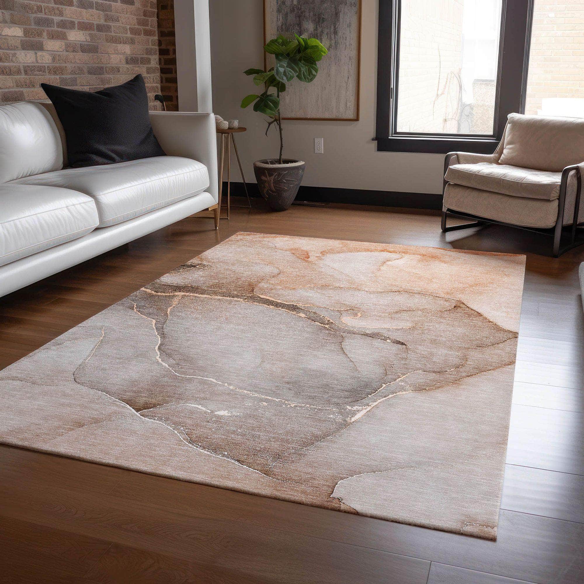 Machine Made ACN508 Taupe Brown Rugs