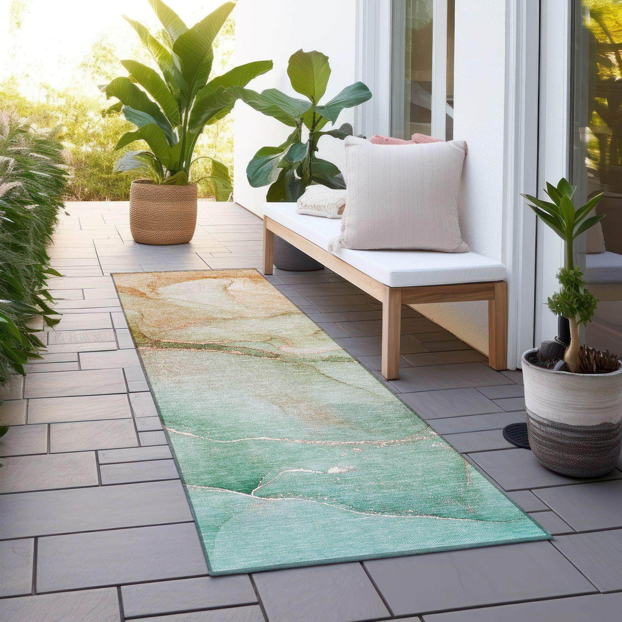 Machine Made ACN508 Teal Rugs