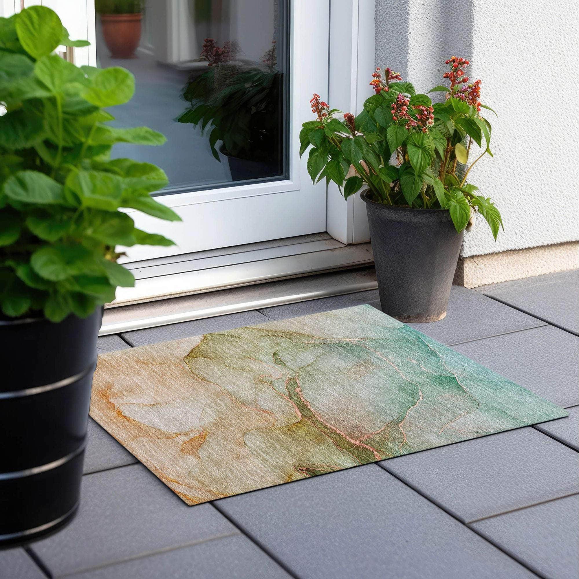 Machine Made ACN508 Teal Rugs