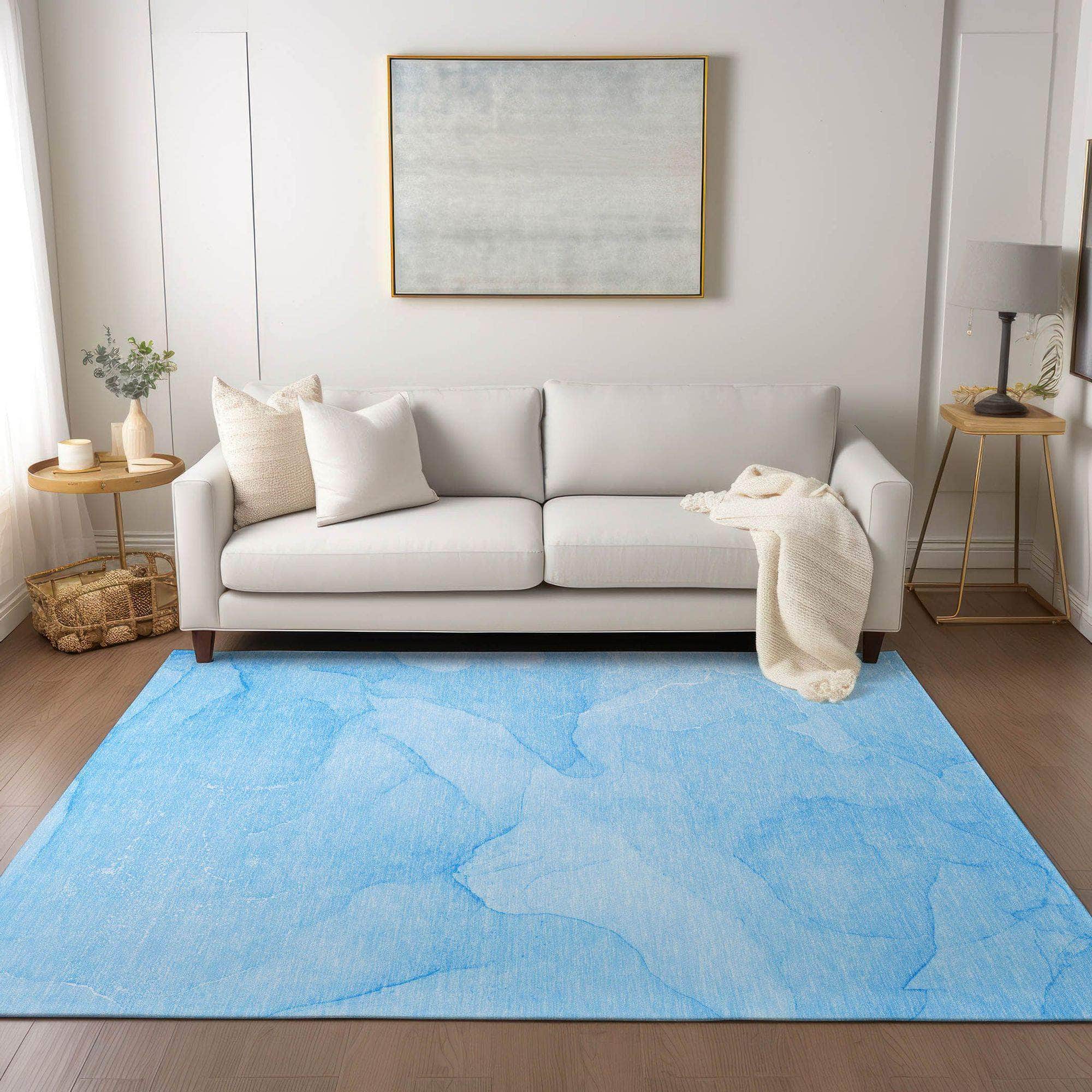 Machine Made ACN509 Blue Rugs