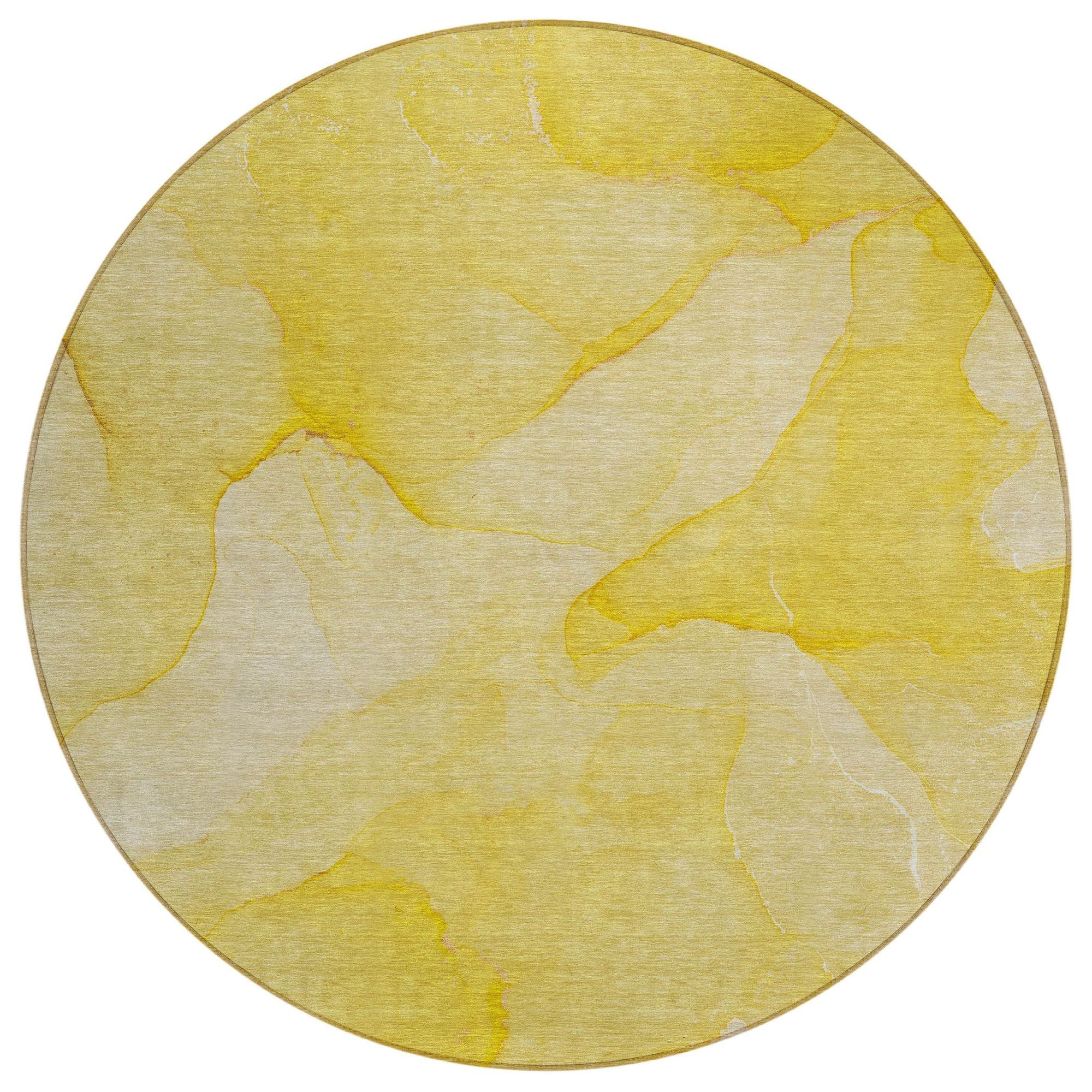 Machine Washable Gold Rug - Indoor / Outdoor - Kids / Pet Friendly Watercolors Print Rug