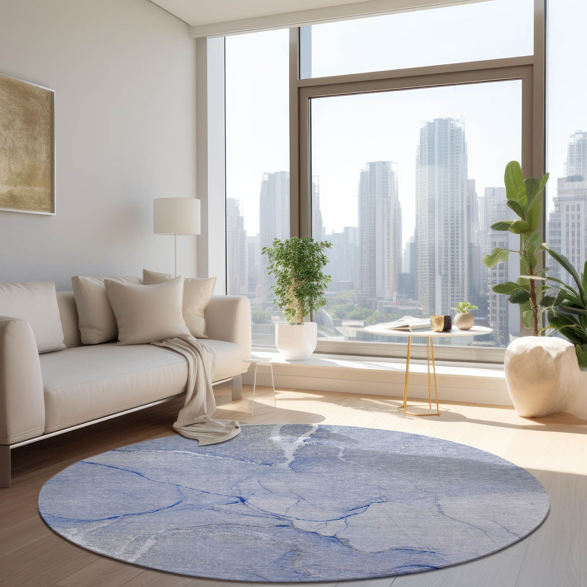 Machine Made ACN510 Blue Rugs