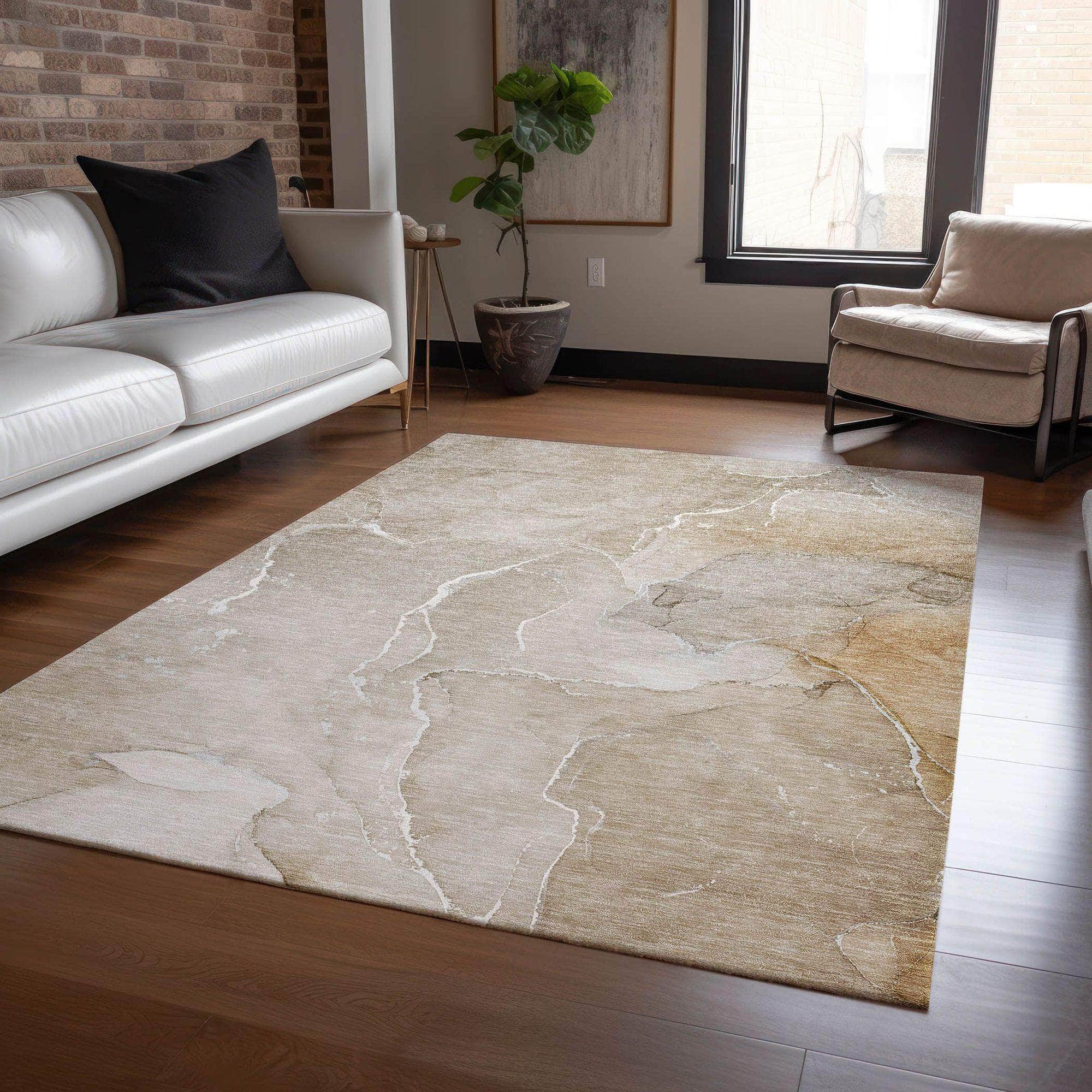 Machine Made ACN511 Beige Brown Rugs