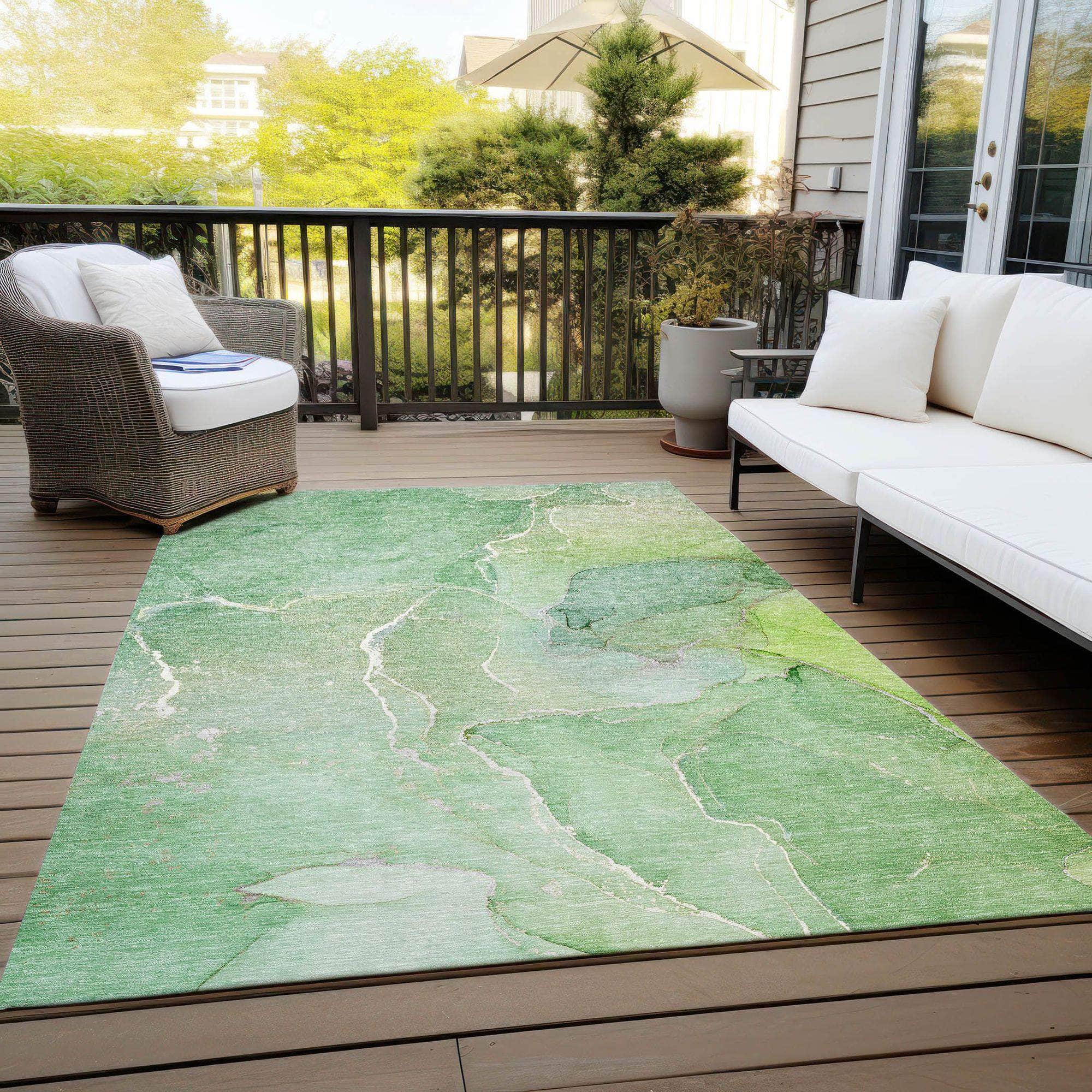 Machine Made ACN511 Green Rugs