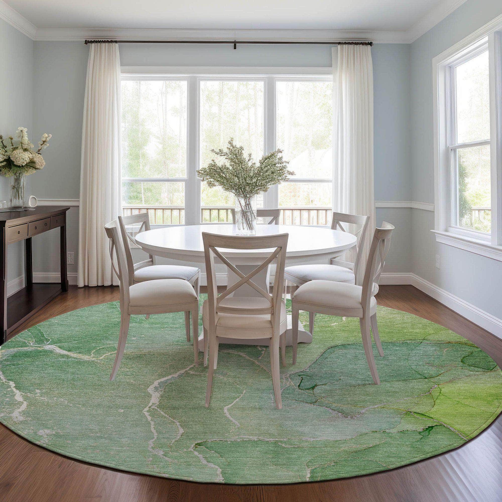 Machine Made ACN511 Green Rugs