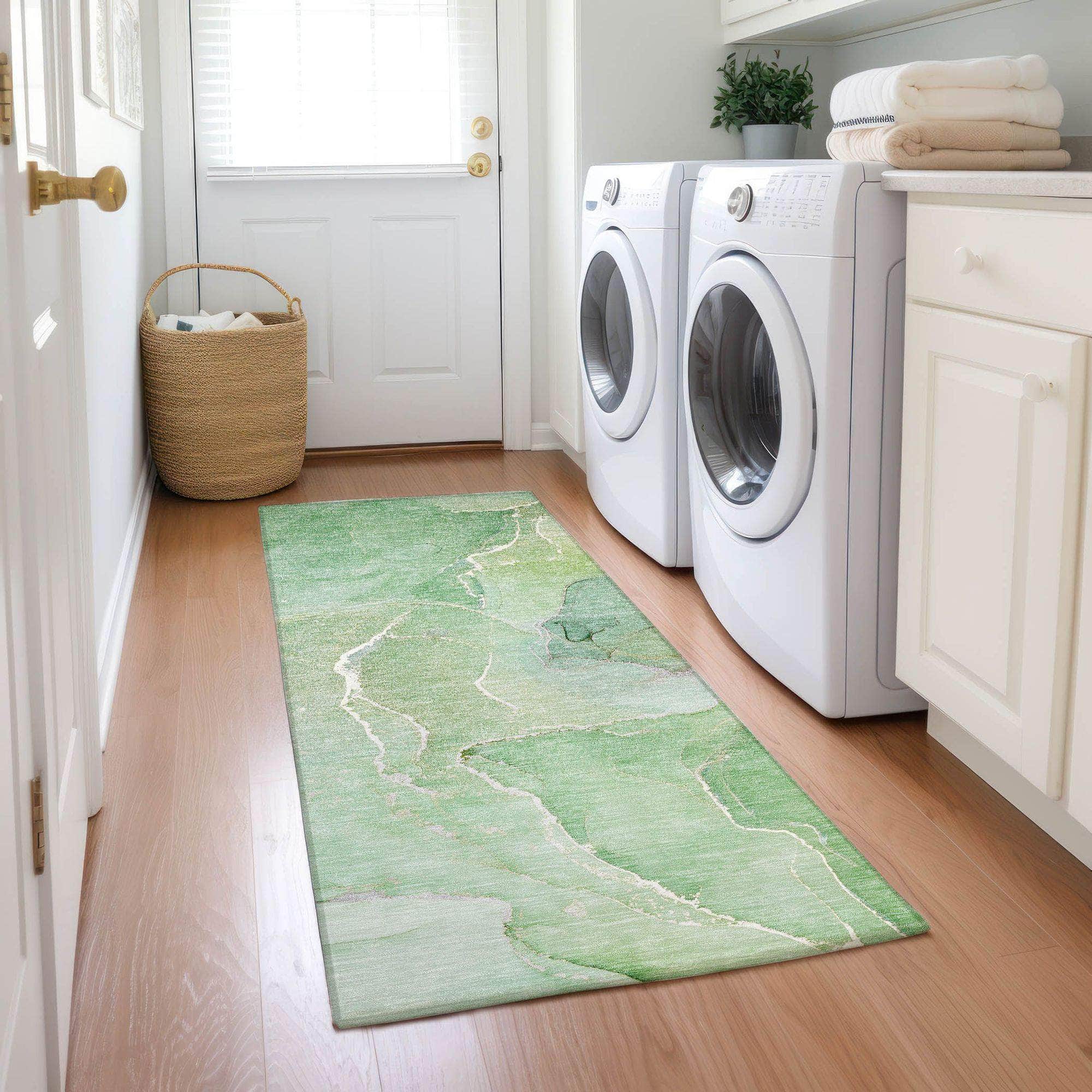 Machine Made ACN511 Green Rugs